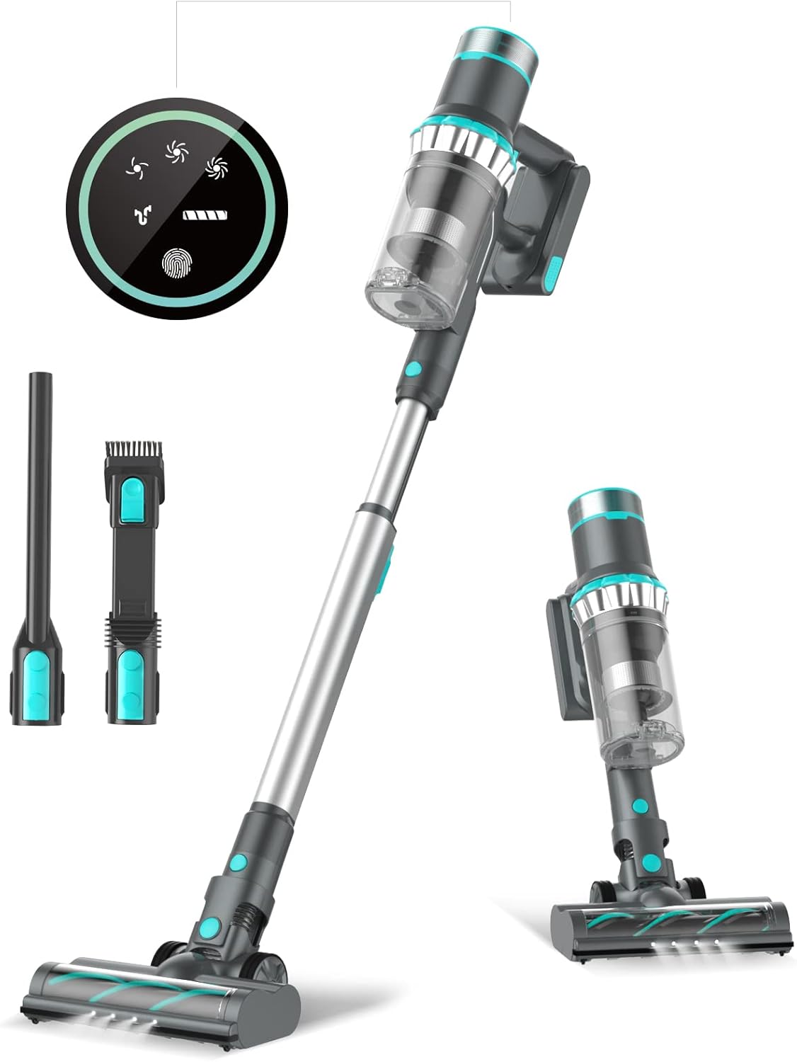 Belife Cordless Vacuum Cleaner, Stick Vacuum with 25Kpa Powerful Suction, 380W Brushless Motor, Up to 50mins Runtime, LED Display, 6 in 1 Lightweight Handheld Vacuum for Hard Floor Carpet Car Pet Hair