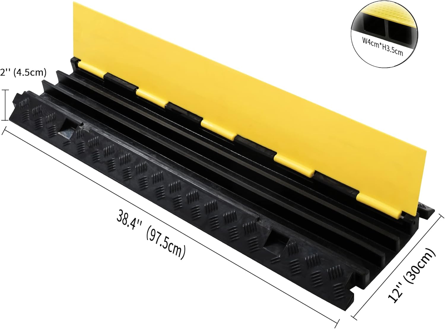 CXRCY Cable Ramp PVC Rubber Cable Protector,1 Pack of 3 Channel 44000lbs Capacity Heavy Duty Speed Bumps Hose Cord Protector Ramps for Wire/Hose/Pipe Hider Driveway &Indoor Pack of 2