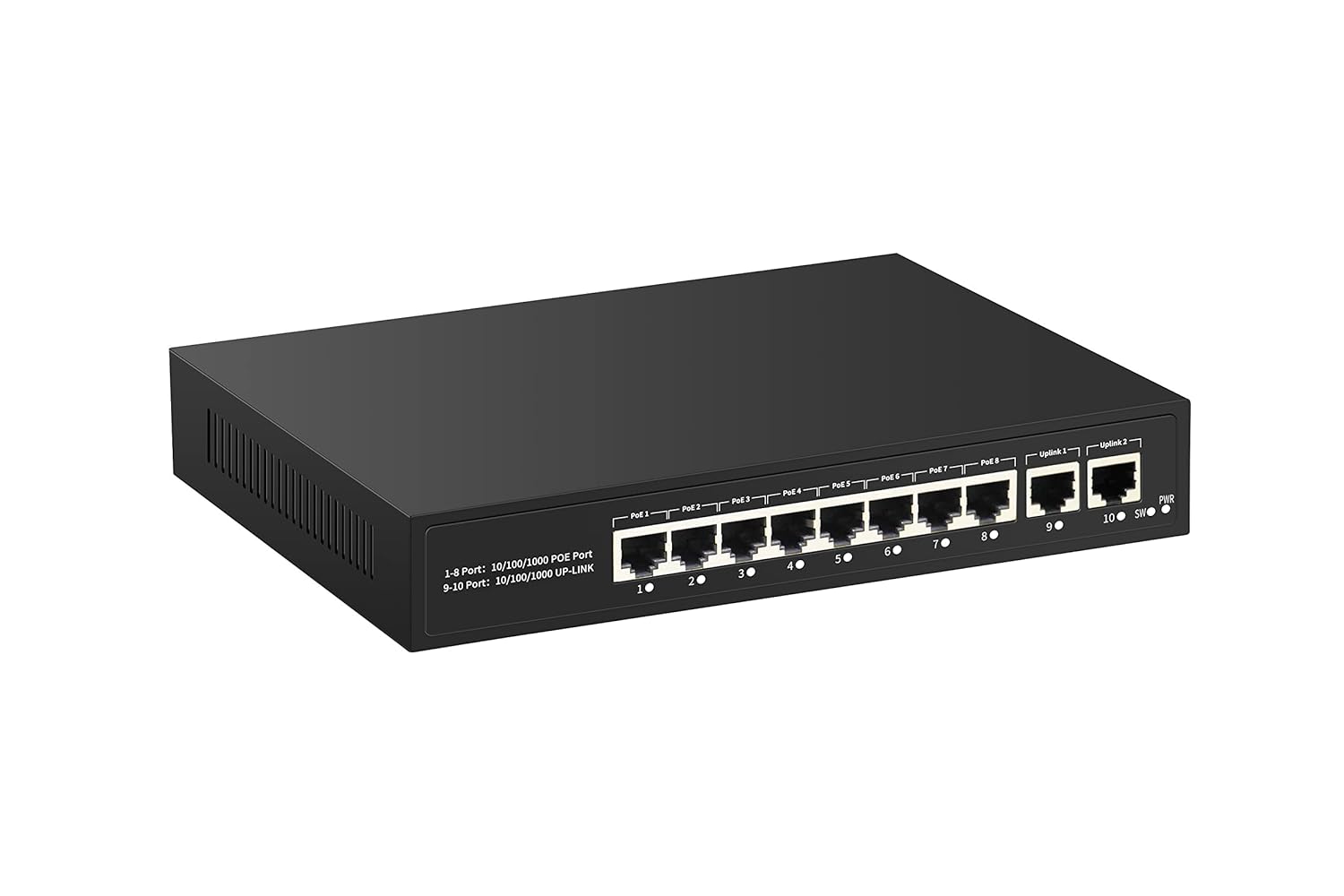 8 Port Full Gigabit PoE Switch Unmanaged, with 2 Gigabit Uplink Ports, Up to 30W Per Port, High Power Total Budget 120W, 48 Volt 803.af 803.at Compliant POE, Work with IP Cameras VOIP Phones Pack of 2