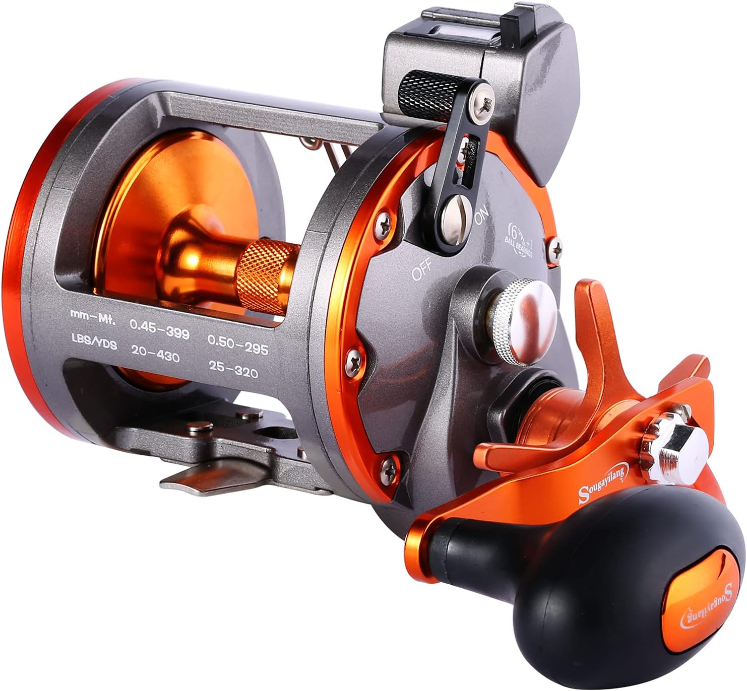 Sougayilang Line Counter Trolling Reel Conventional Level Wind Fishing Reel Pack of 2