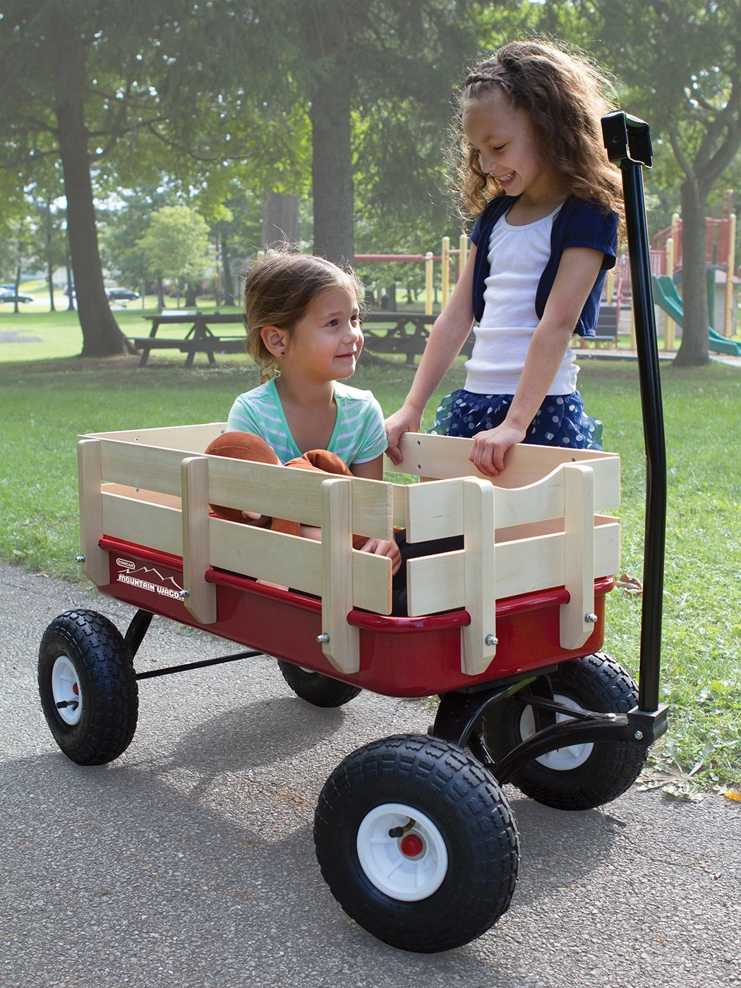 Duncan Mountain Wagon - Pull-Along Wagon for Kids with Wooden Panels, All Terrain Tires, Wide Grip Handle, Wide Wheel Base
