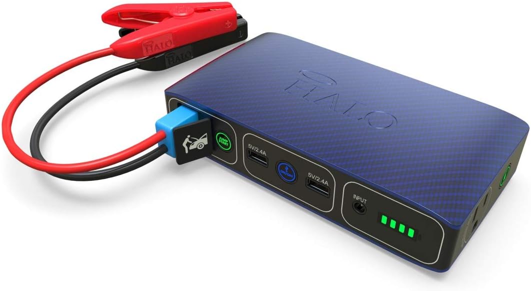 HALO Bolt 58830 mWh Portable Phone Laptop Charger Car Jump Starter with AC Outlet and Car Charger - Blue Graphite