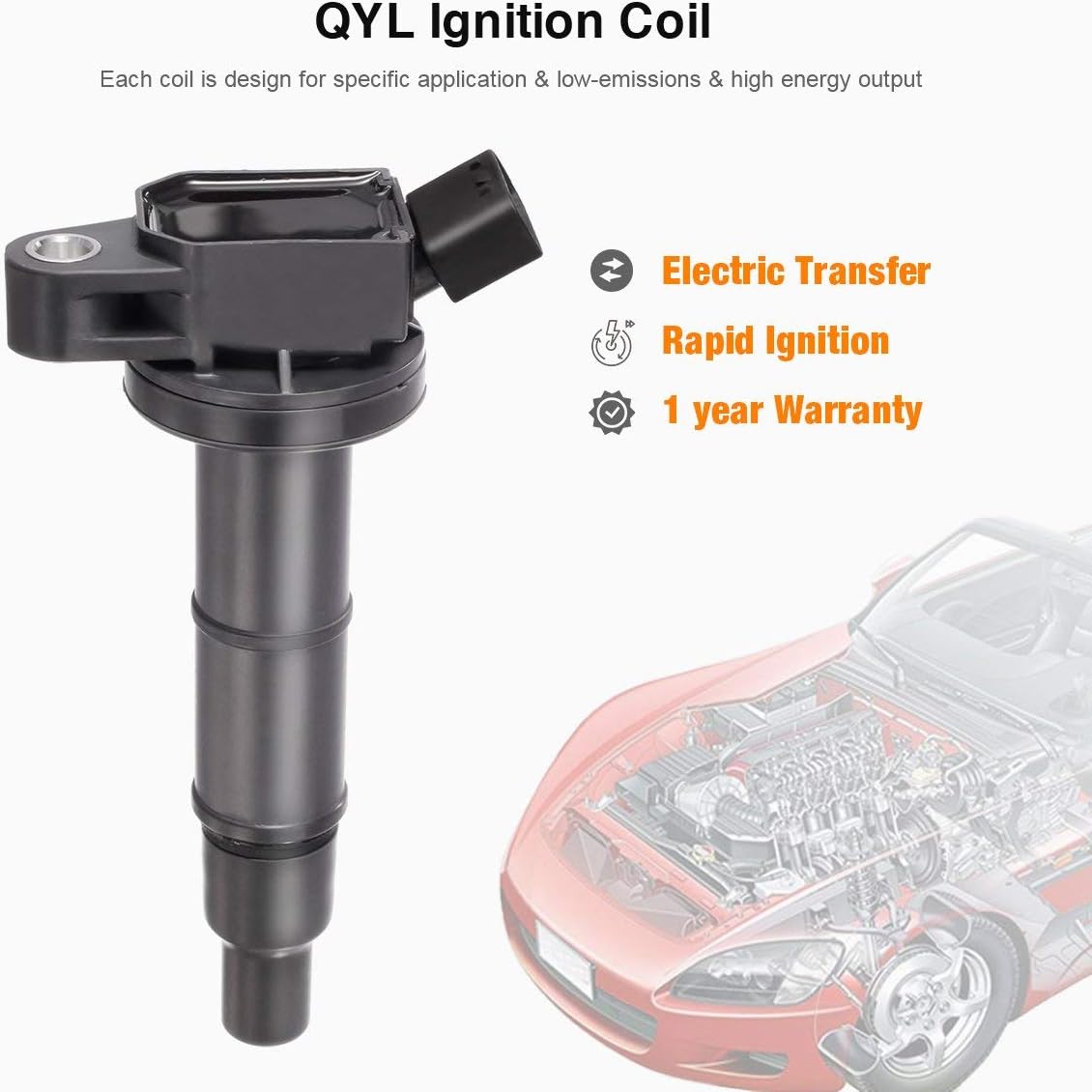 QYL Pack of 4Pcs Ignition Coils Compatible with Toyota Camry Solara Rav4 Highlander/Scion Tc Xb #UF333 C1330 6731307 90919-02244 Pack of 2
