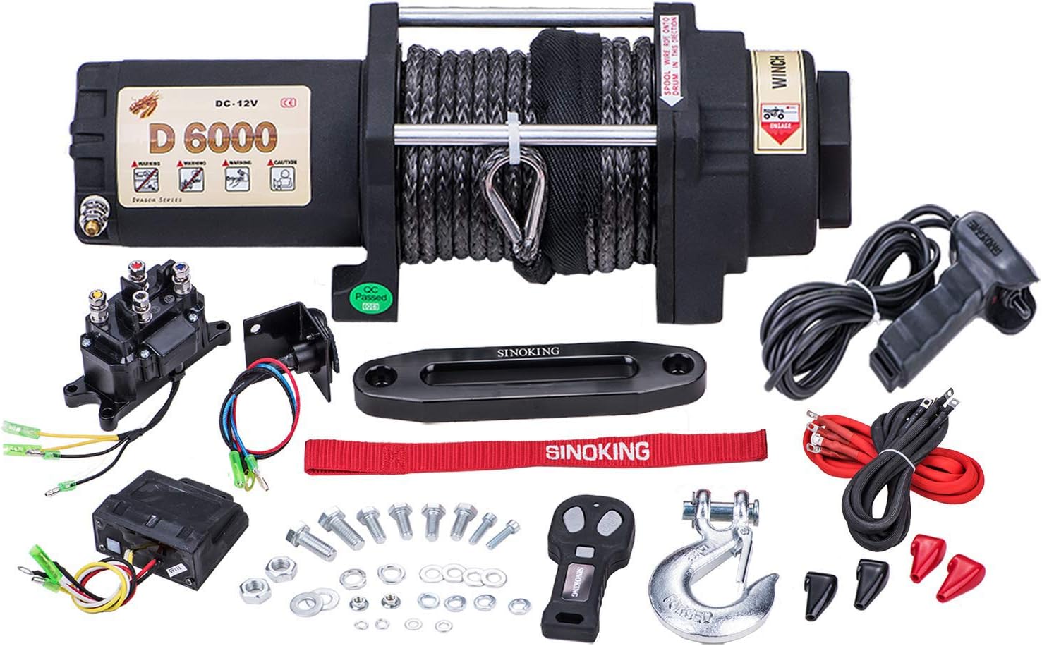 SINOKING 6000lb 12V Winch, UTV&ATV Winch with 1/4