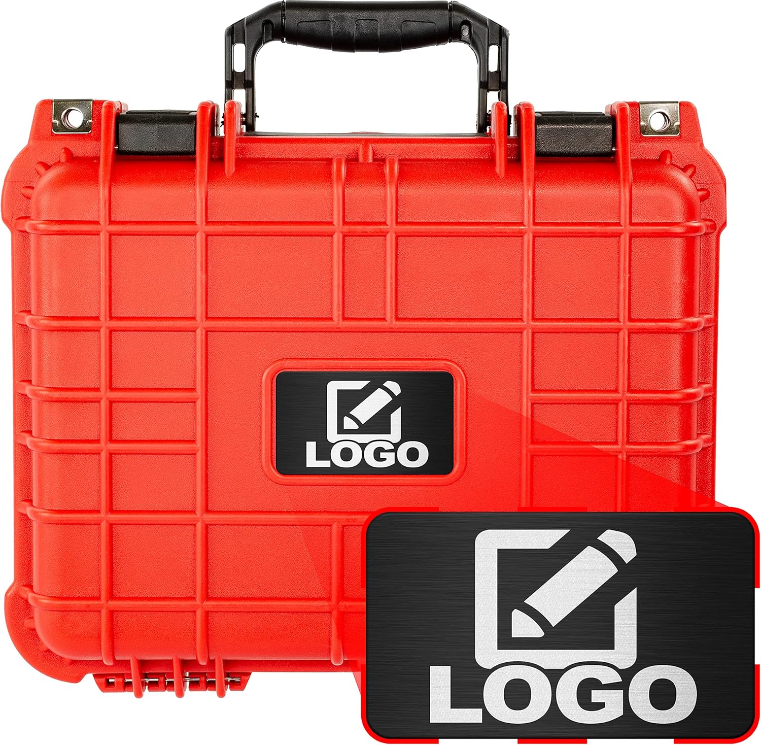 Eylar Protective Gear and Camera Hard Case with Custom Logo Plate, Waterproof & Shockproof w/Foam TSA Approved 13.37 Inch 11.62 Inch 6 Inch (Black)