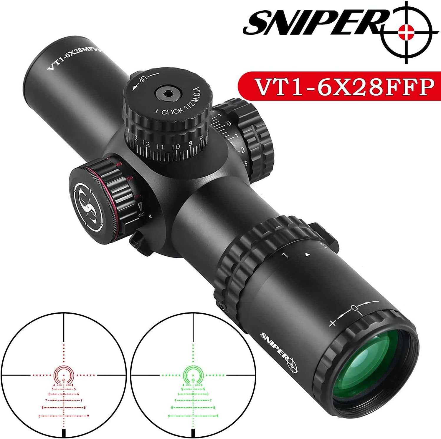 Sniper VT 1-6X28 FFP First Focal Plane (FFP) CQB Scope 35mm Tube ED Optics System with Red/Green Illuminated Reticle Fit .223 5.56