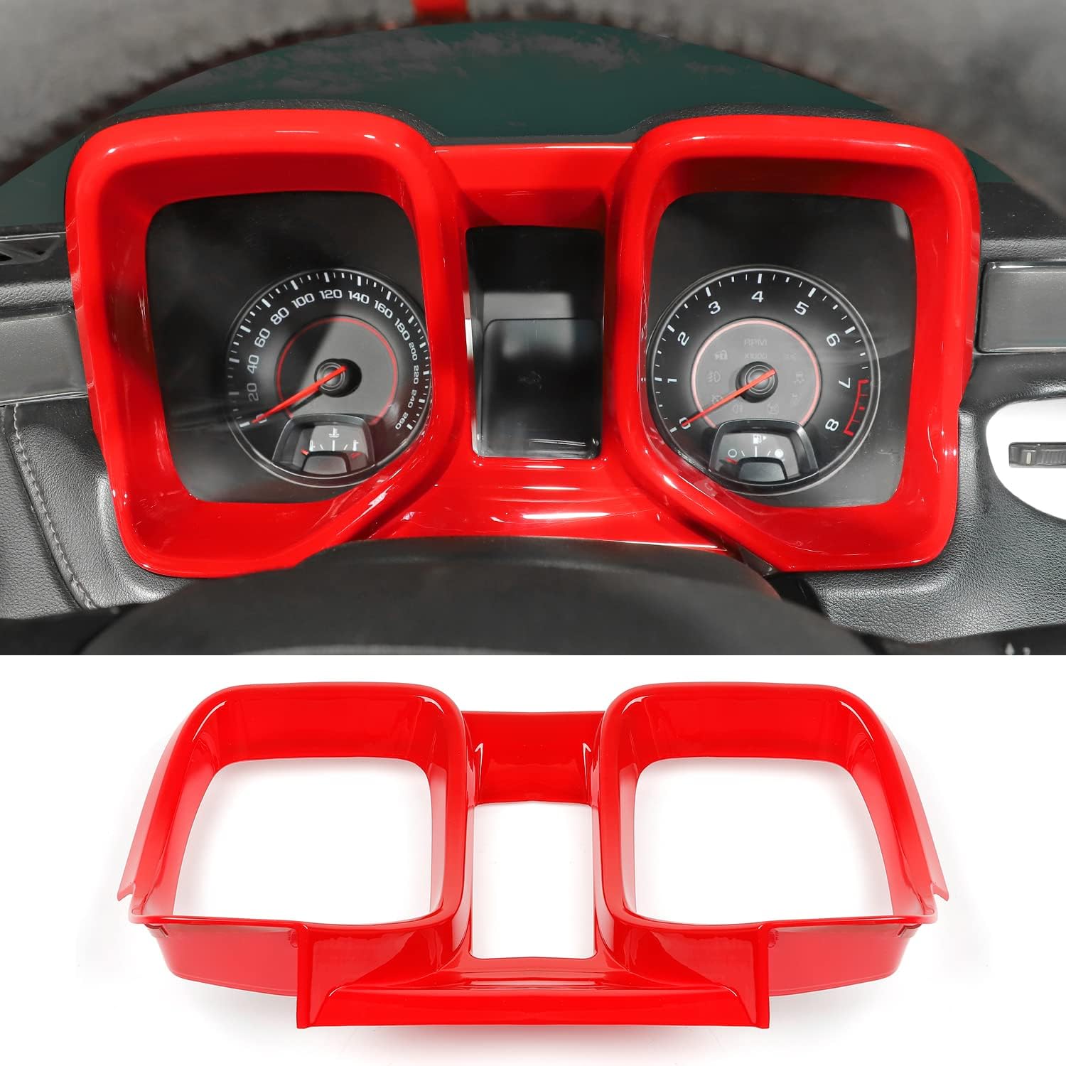 SQQP Dashboard Panel Trim, Dash Board Frame Bezel for 2010-2015 Chevrolet Chevy Camaro (Red) Pack of 2
