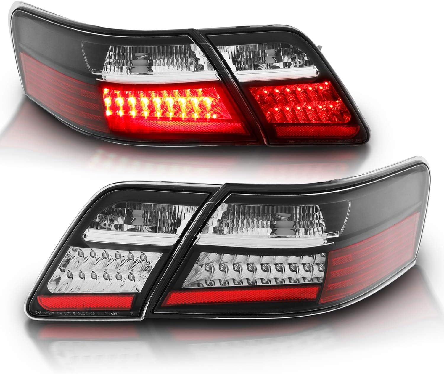 AmeriLite L.E.D Taillights 4 Pcs Black for Toyota Camry - Passenger and Driver Side