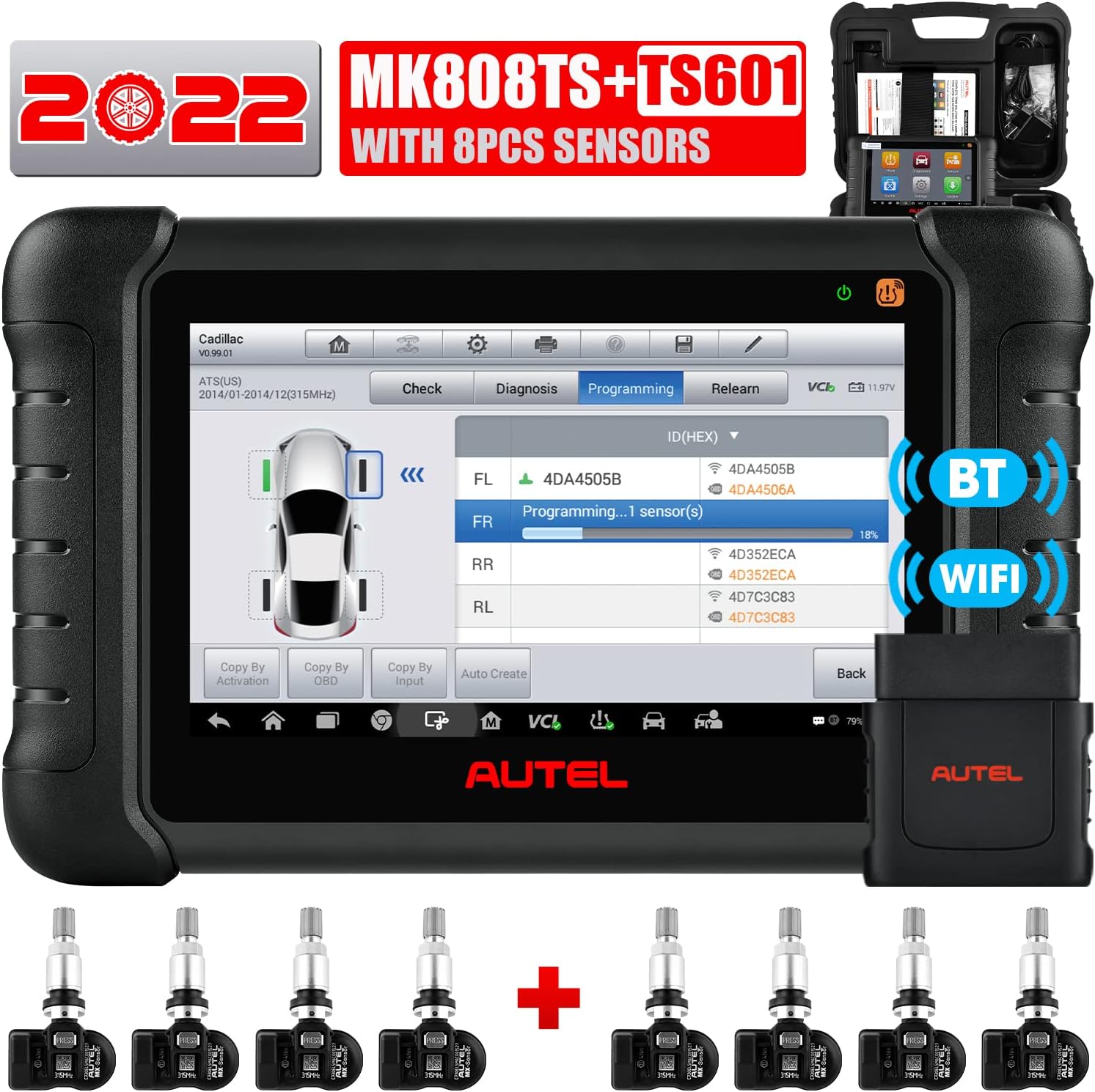 Autel Scanner MaxiTPMS TS608 Pro, 2022 Newest Upgrade of MP808TS MK808TS MK808BT, More $240 8pcs 315MHz MX-Sensors, 28+ Services & All System Diagnostics, TPMS Programming/ Retrofit/ Relearn/ Activate