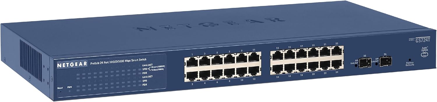 NETGEAR 48-Port Gigabit Ethernet Smart Switch (GS748T) - Managed, with 2 x 1G SFP and 2 x 1G Combo, Desktop or Rackmount, and Limited Lifetime Protection