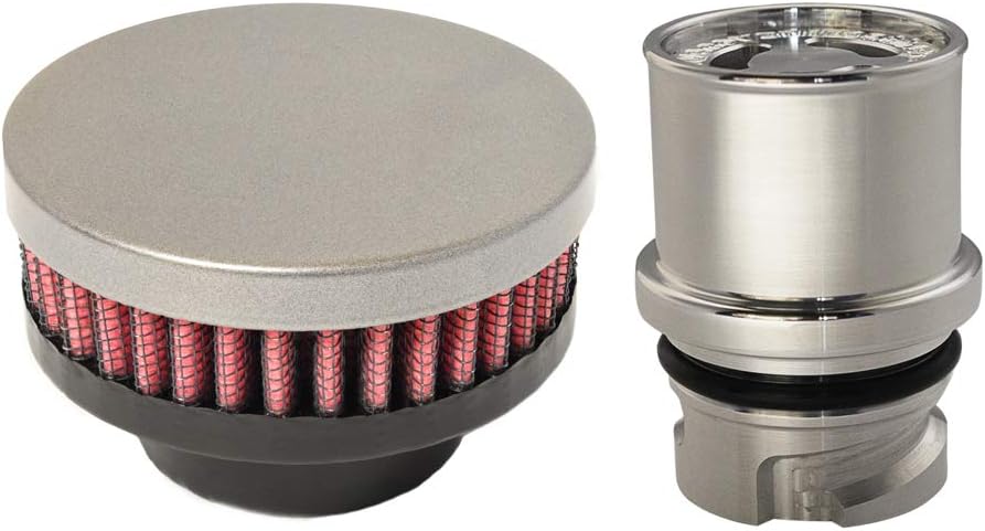 CFM Performance Baffled Billet Valve Cover Breather compatible with 2010-2017 Chevrolet Equinox & GMC Terrain 2.4L Ecotec (Flat Black) Pack of 2