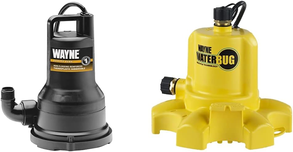 WAYNE VIP50 - 1/2 HP Reinforced Thermoplastic Submersible Multi-Use Pump - Up to 2,600 Gallons Per Hour - Heavy Duty Multi-Use Pump