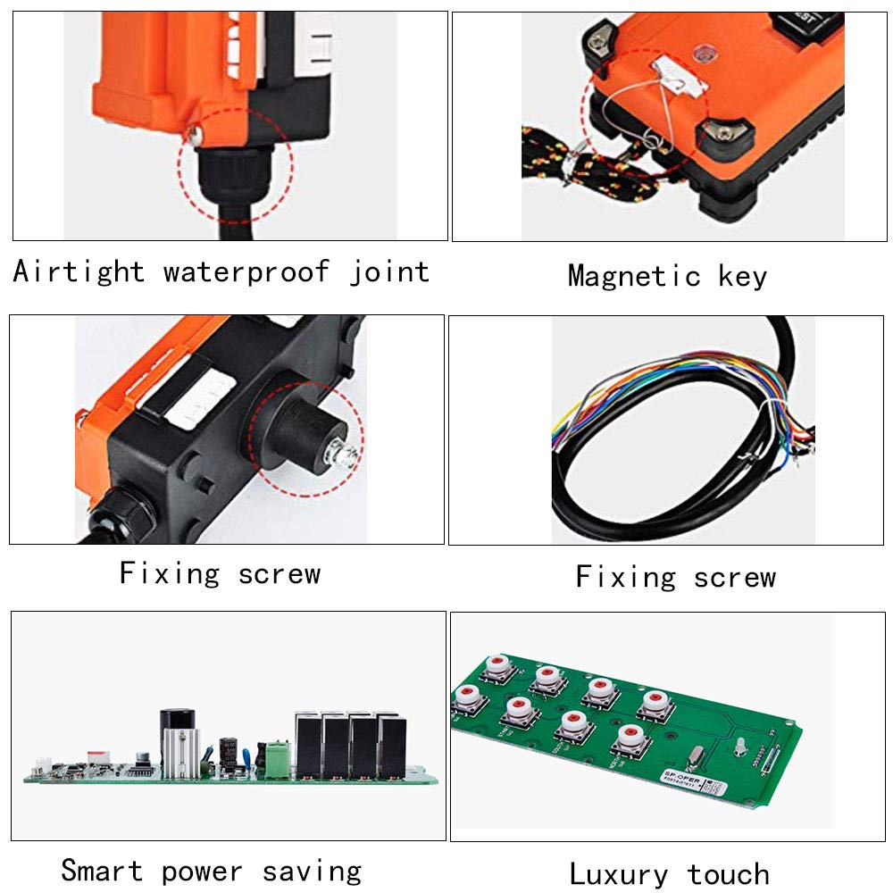Hoist Crane Wireless Remote Control Transmitter & Receiver Industrial Channel Lift Radio F21-E1B