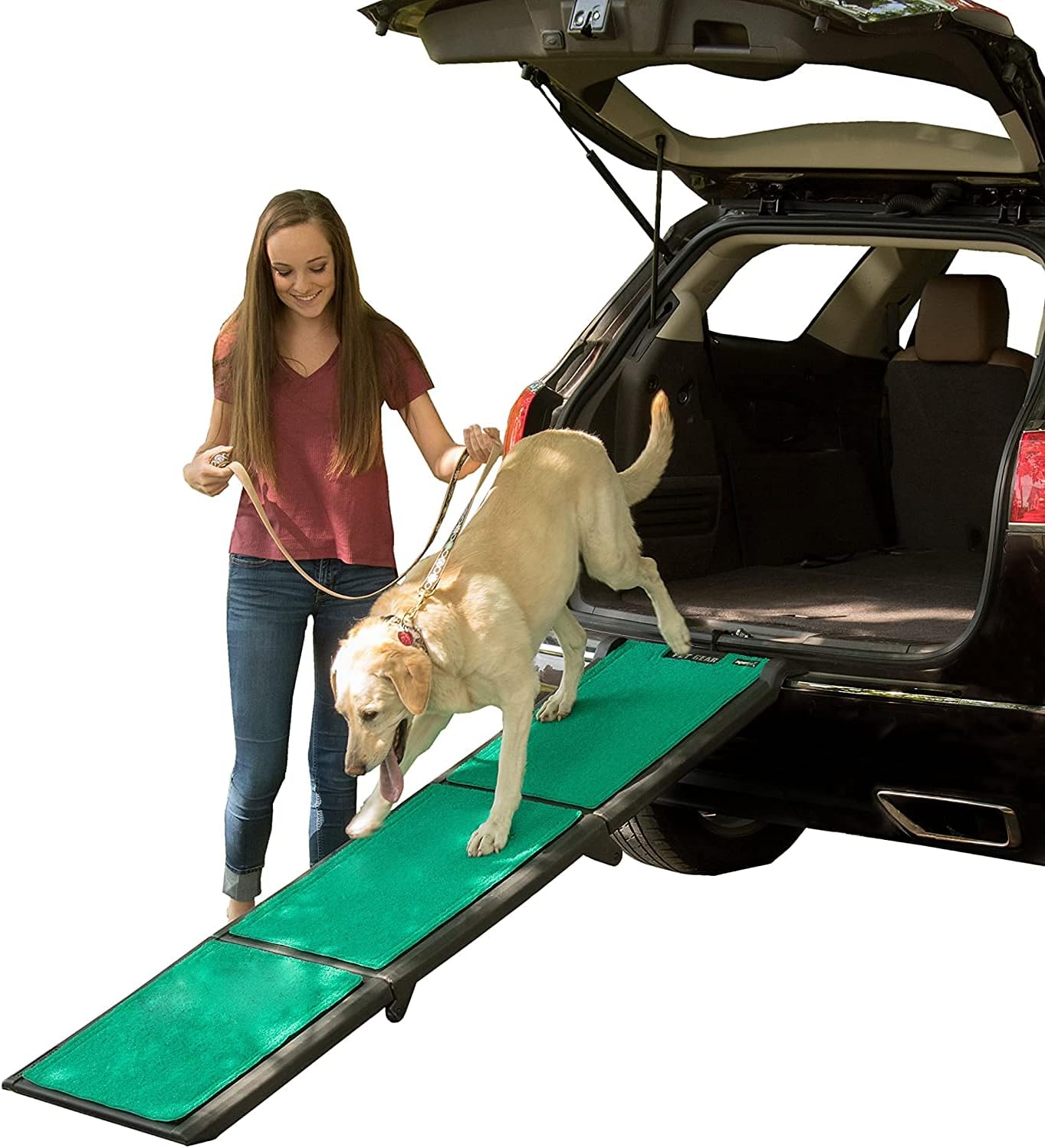 Pet Gear supertraX Ramps for Dogs and Cats, Maximum Traction Surface, Portable/Easy-Fold (No Tools Required), Built in Handle for Travel, 5 Models, 42-71 Inches Long, Supports 150-200lbs