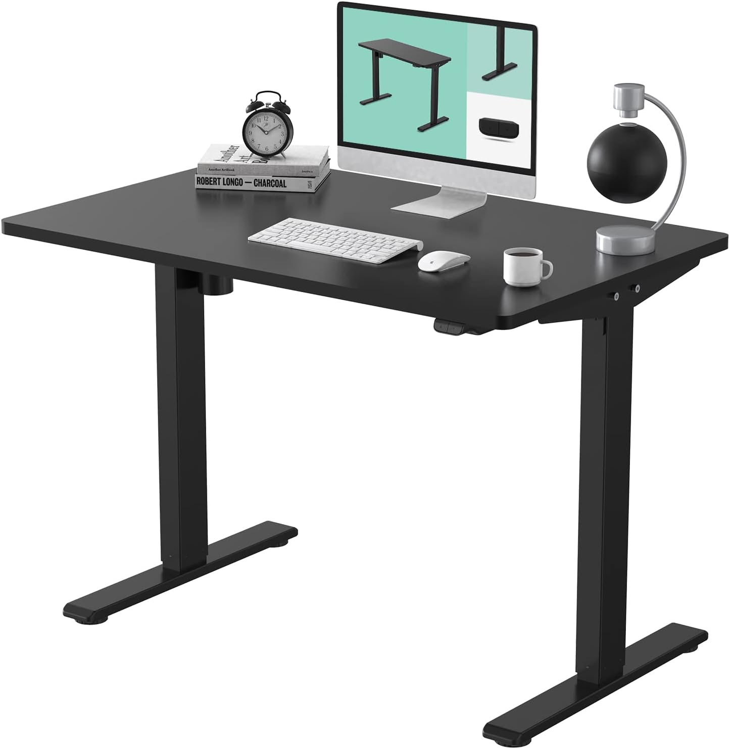 FLEXISPOT EC1 55 x 28 Inches Electric Stand Up Desk Workstation, Whole-Piece Desk Board Home Office Computer Standing Table, Height Adjustable Desk Classic (Gray Frame + 55