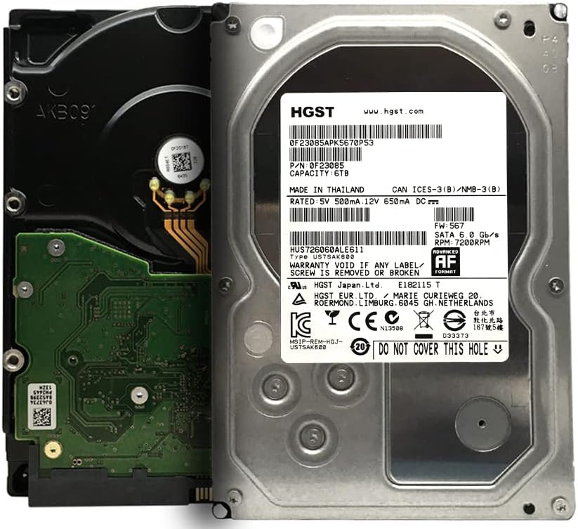 HGST Ultrastar (HUS726060ALE611) 6TB 7200RPM 128MB Cache SATA 6Gb/s 3.5-inch Enterprise Hard Drive - (for RAID, NAS, Desktop PC, Surveillance Storage) - 5 Year Warranty (Renewed) Pack of 2