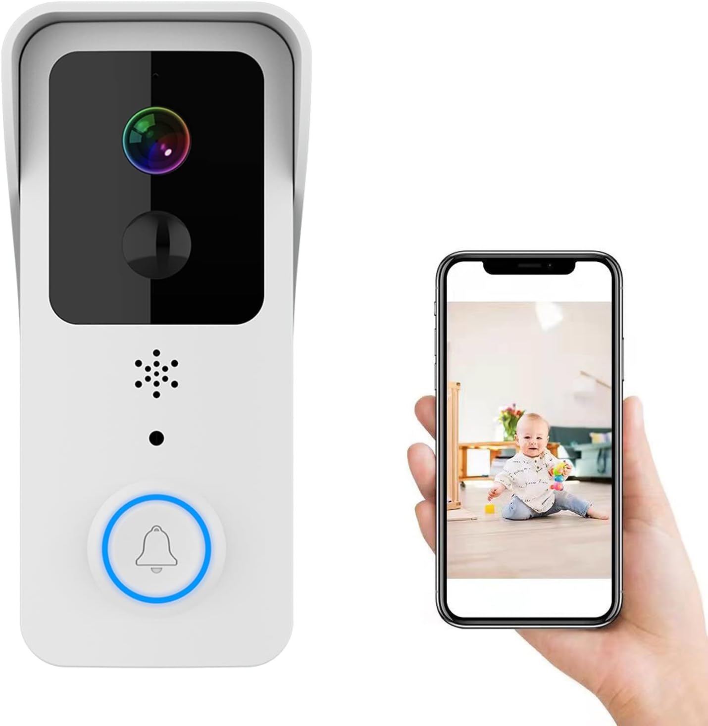 Wireless Video Doorbell Camera 1080p HD Video , with 32GB SD Card,Indoor Smart Home Camera，Security Camera System,2.4/5 GHz WiFi, PIR Detection, 2-Way Audio, Night Vision Pack of 2
