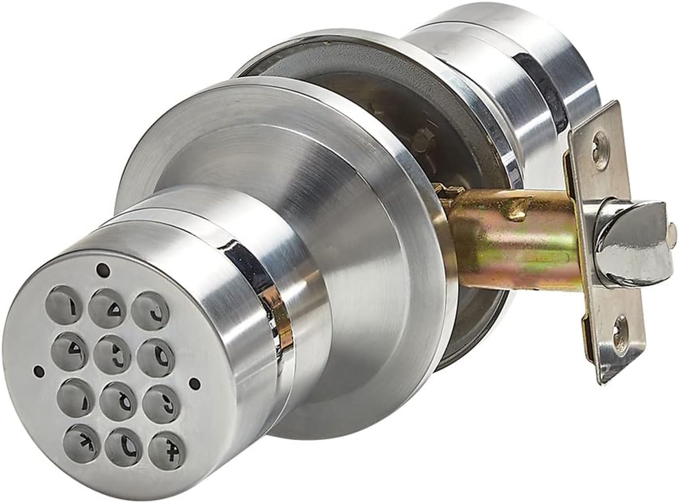 Keyless Electronic Entry Door Knob, Keypad Smart Door Knob, Interior Door Handle with Lock, Automatic Locking, Battery Backup, Backlight, Easy Installation, Great for Home, Hotel and Office Pack of 2