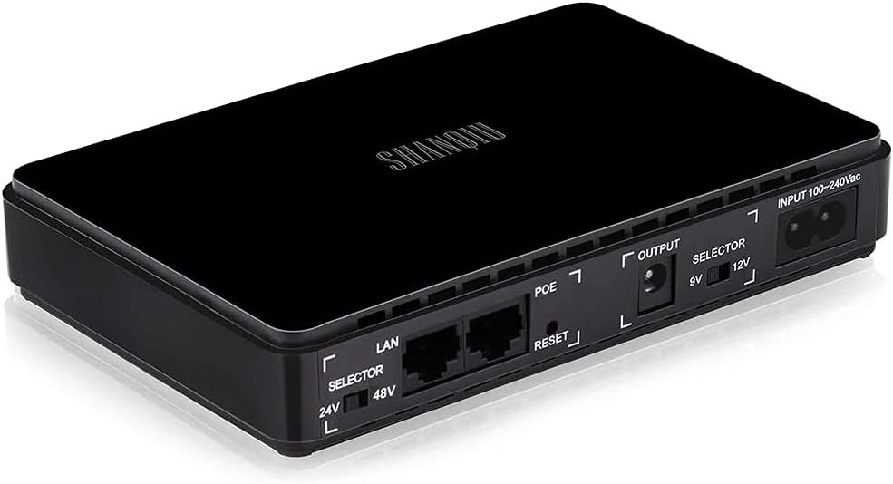 Mini UPS Battery Backup Uninterruptible Power Supply for Router, Modem, Security Camera, Built-in 10000mAh Batterypack with Input AC Output USB 5V DC 9V/12V POE 24V/48V (100Mbps) Pack of 2