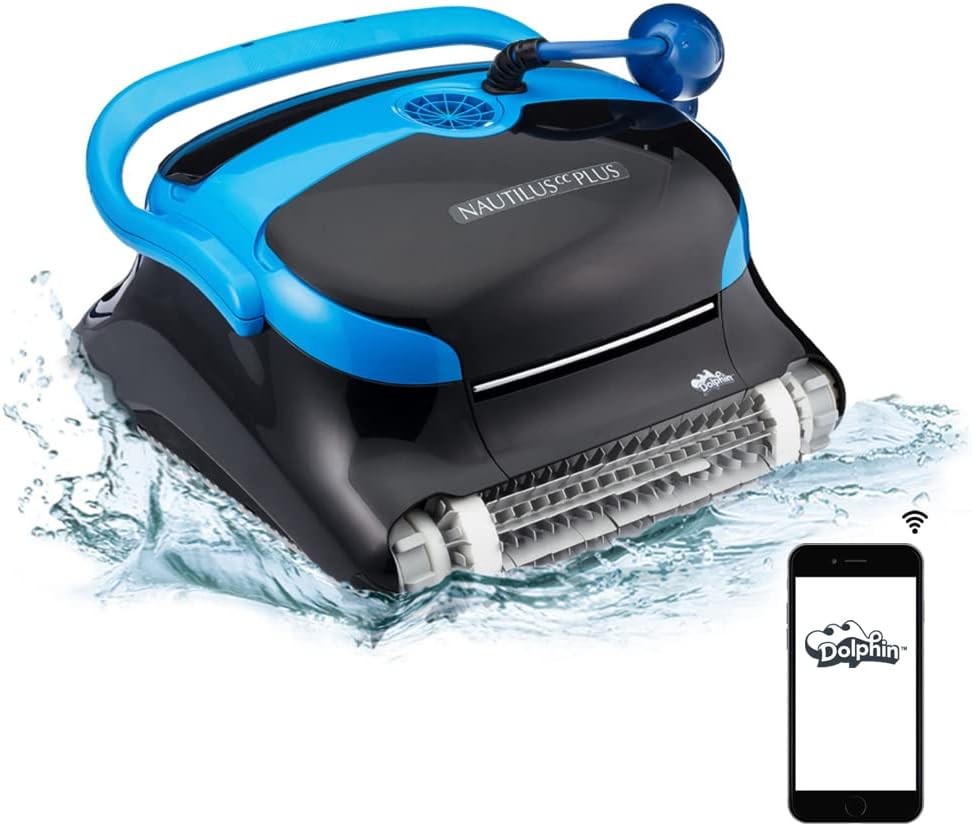 Dolphin Nautilus CC Plus Robotic Pool [Vacuum] Cleaner - Ideal for In Ground Swimming Pools up to 50 Feet - Powerful Suction to Pick up Small Debris - Easy to Clean Top Load Filter Cartridges