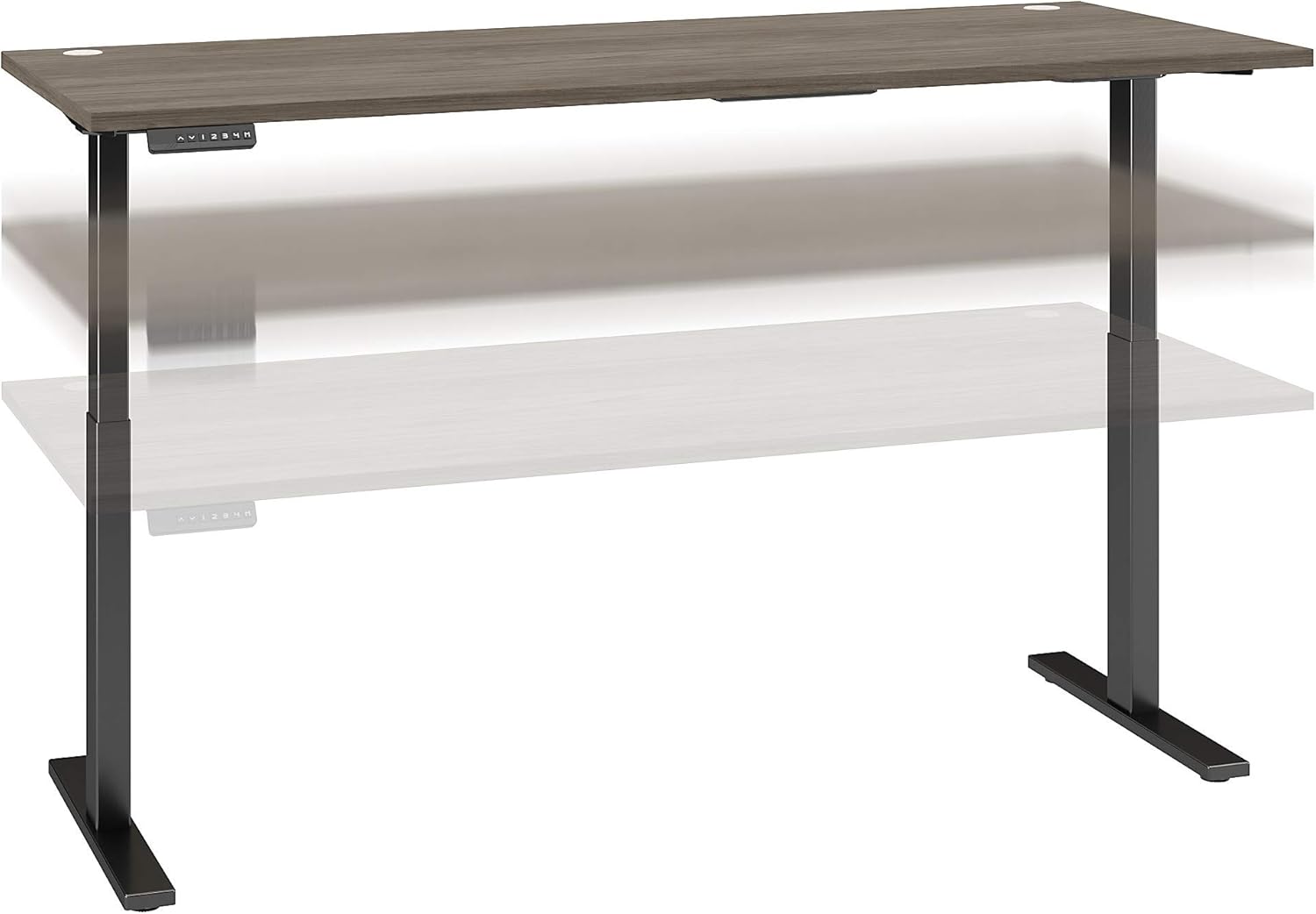 Bush Business Furniture Move 60 Series Height Adjustable Standing Desk, 72W x 30D, Modern Hickory with Black Base