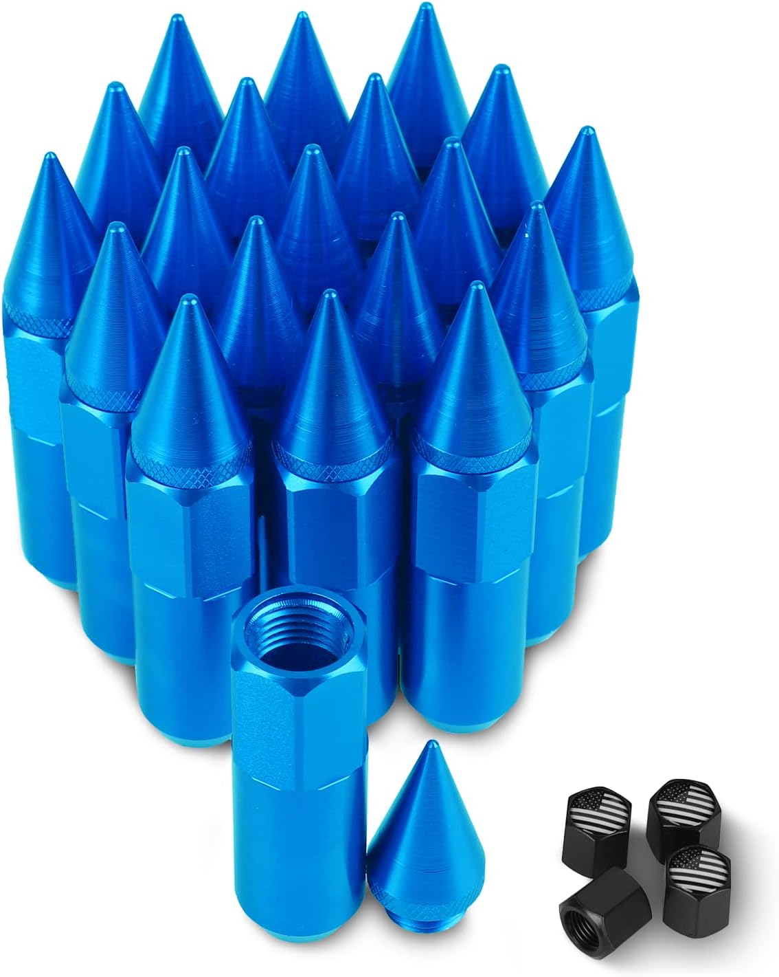 YeshineAuto M12x1.5 Steel Spikes Lug Nut 20PCS Wheel Rimes,Replacement for 1994-2013 Chevy Impala, 2003-2008 Honda Pilot Aftermarket Wheel(Neo Chrome) Pack of 2