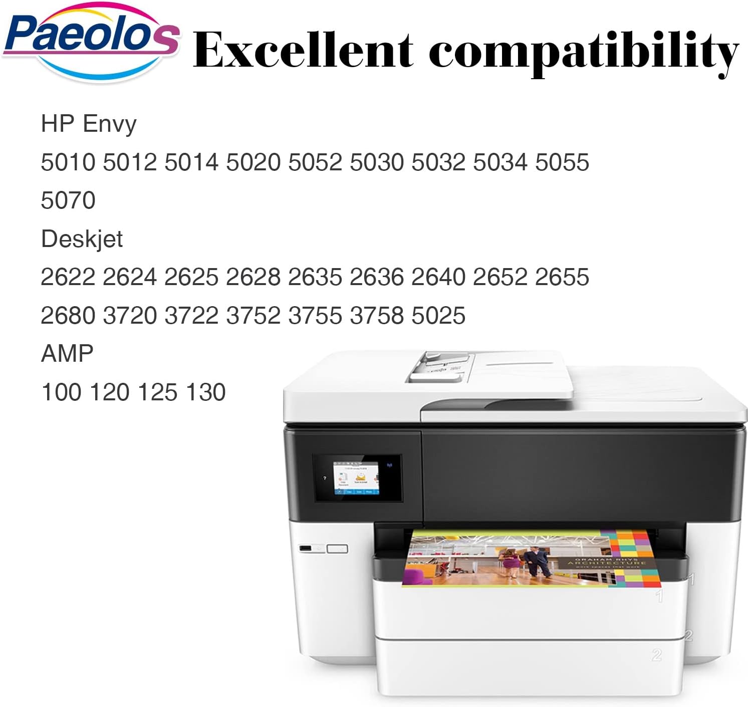 Paeolos Remanufactured 65XL Ink Cartridge Replacement for HP 65XL 65 XL for Envy 5055 5052 5058 DeskJet 3755 2655 3720 3722 3723 3730 3732 3752 3758 2652 2624 Printers (2 Black, 1 Tri-Color) Pack of 2