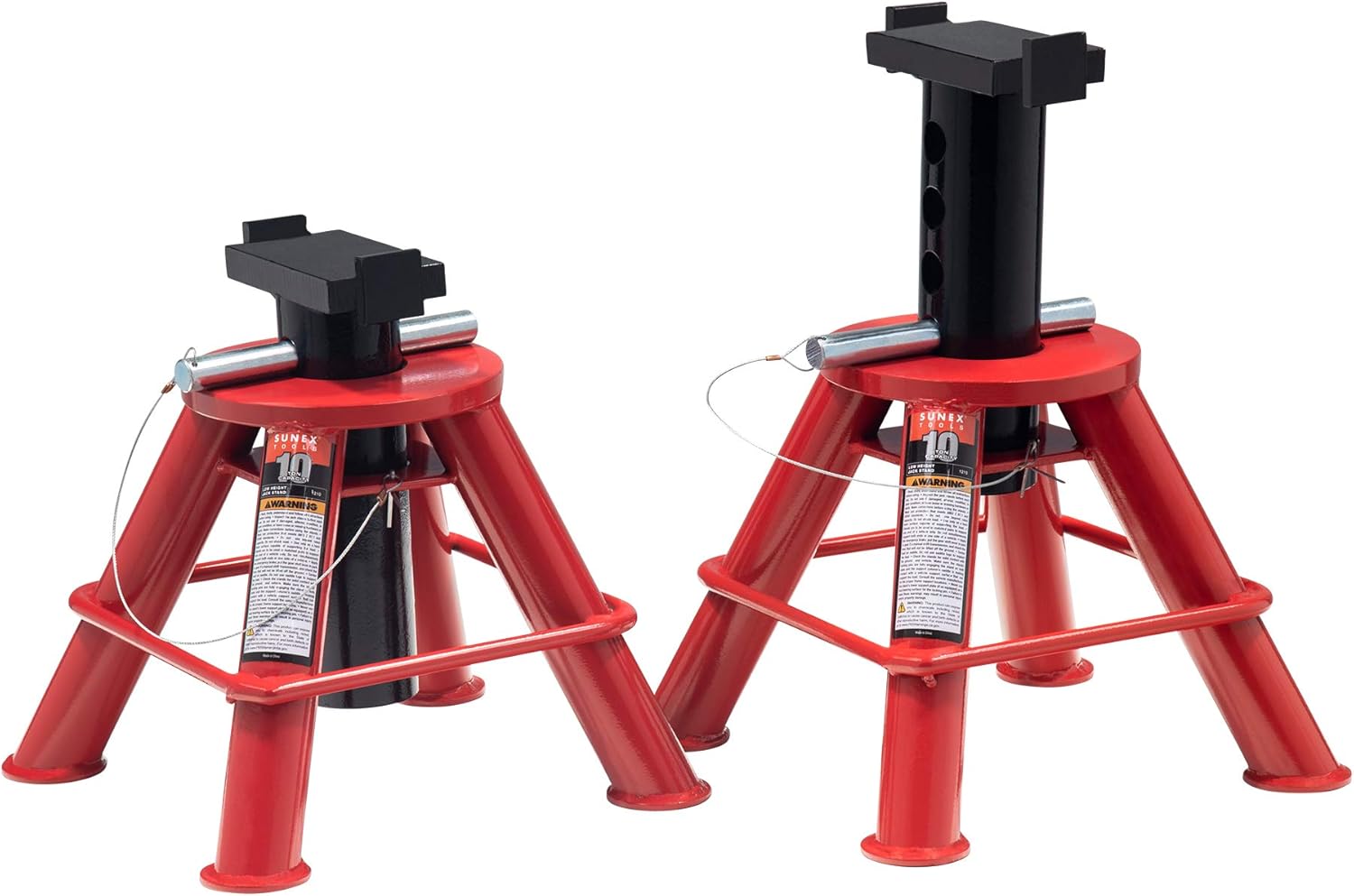 Sunex 1410 10-Ton, High Height, Pin Type, Jack Stands, Pair & Lisle 19852 Truck and Trailer Wheel Pan