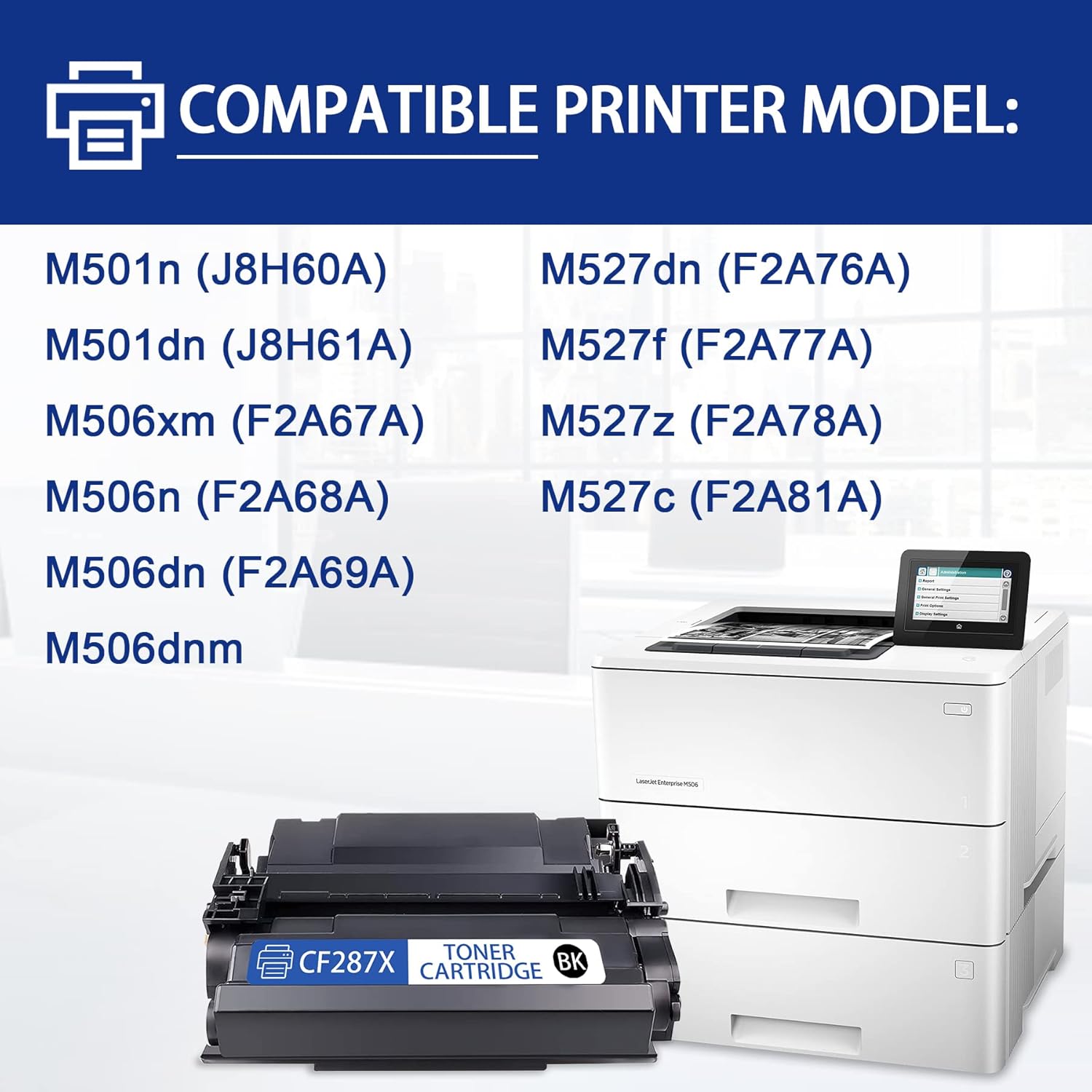 UOTYEINK Compatible 87X High Yield Toner Cartridge Replacement for HP 87X CF287X M501n M501dn M506n M506dn M506xm M506dnm M527f M527dn M527z M527c Printer (1-Pack,Black)