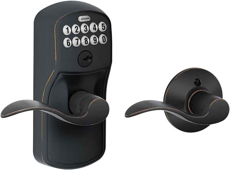 SCHLAGE FE575 PLY 626 ELA Plymouth Keypad Entry with Auto-Lock and Elan Levers, Brushed Chrome