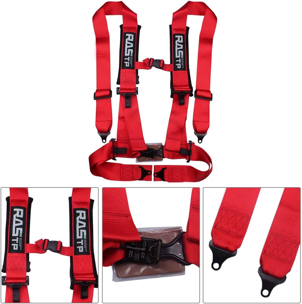 RASTP 4 Point Safety Harness with 3 Inch Padding (Red) Pack of 2