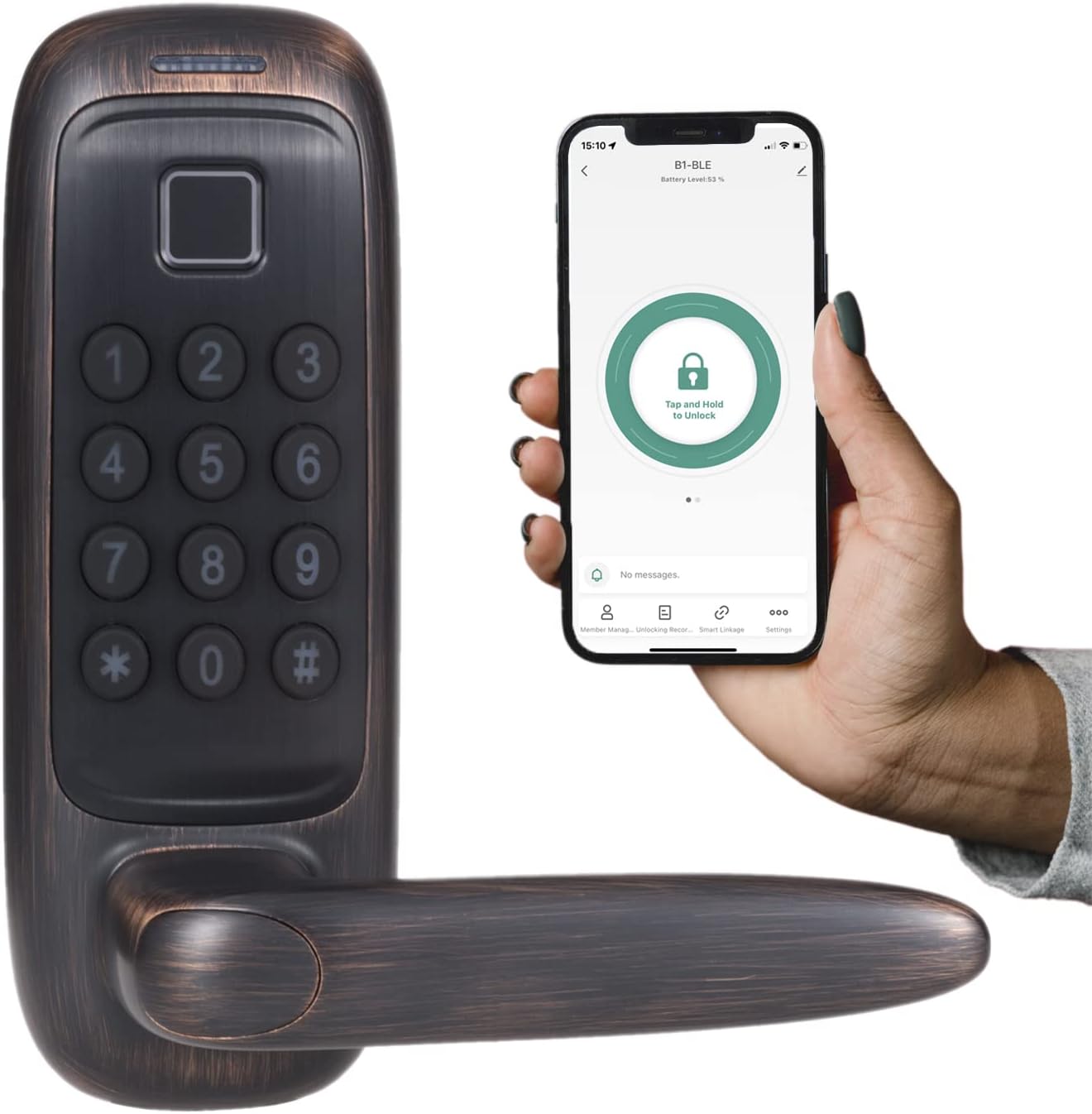 Fingerprint Door Lock, Smart Lock, Keyless Entry Door Lock, Digital Kepad Door Lock, Bluetooth Smart Door Level Lock with Handle Biometric Door Lock, Passcode Code Door Lock (Silver)