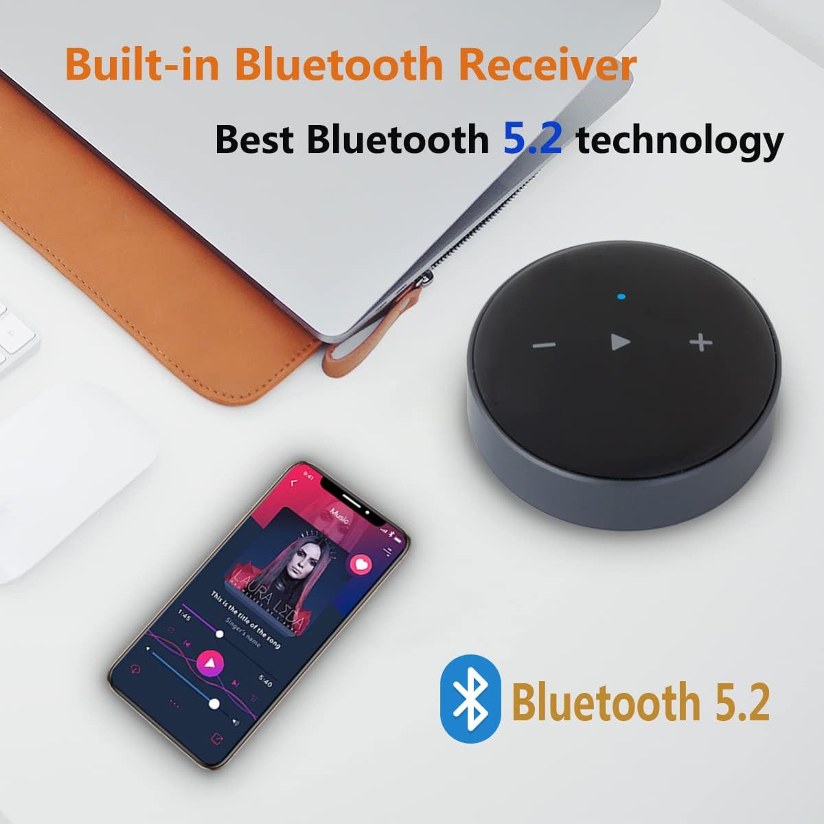 Wiim Mini Airplay 2 Music Streamer WiFi/Bluetooth Wireless Connection, Multiroom/Multizone Stereo Receiver Audio Adapter, Compatible with Alexa/Siri Voice Assistant, Spotify Tidal Connect etc.