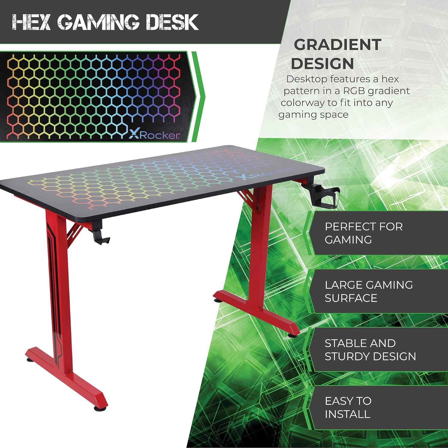 X Rocker Hex PC Modern Gaming Desk, 47.24