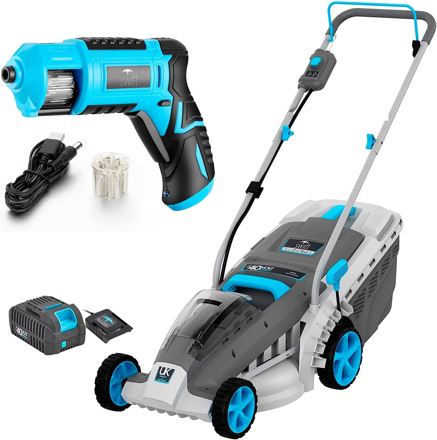 Cordless Lawn Mower, 18 Inch Lightweight Lawn Mower, 40V Lithium-ion Lawnmower w/Brushless Motor, 5 Cutting Heights Adjustable -Low Noise 2 in 1 Push Mower