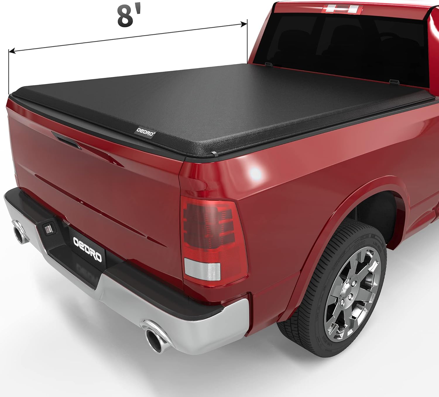 oEdRo Soft Tri-fold Truck Bed Tonneau Cover Compatible with 2002-2022 Dodge Ram 1500 (19-22 Classic ), 2003-2022 Dodge Ram 2500 3500, Fleetside 8 Ft Bed w/o Ram Box