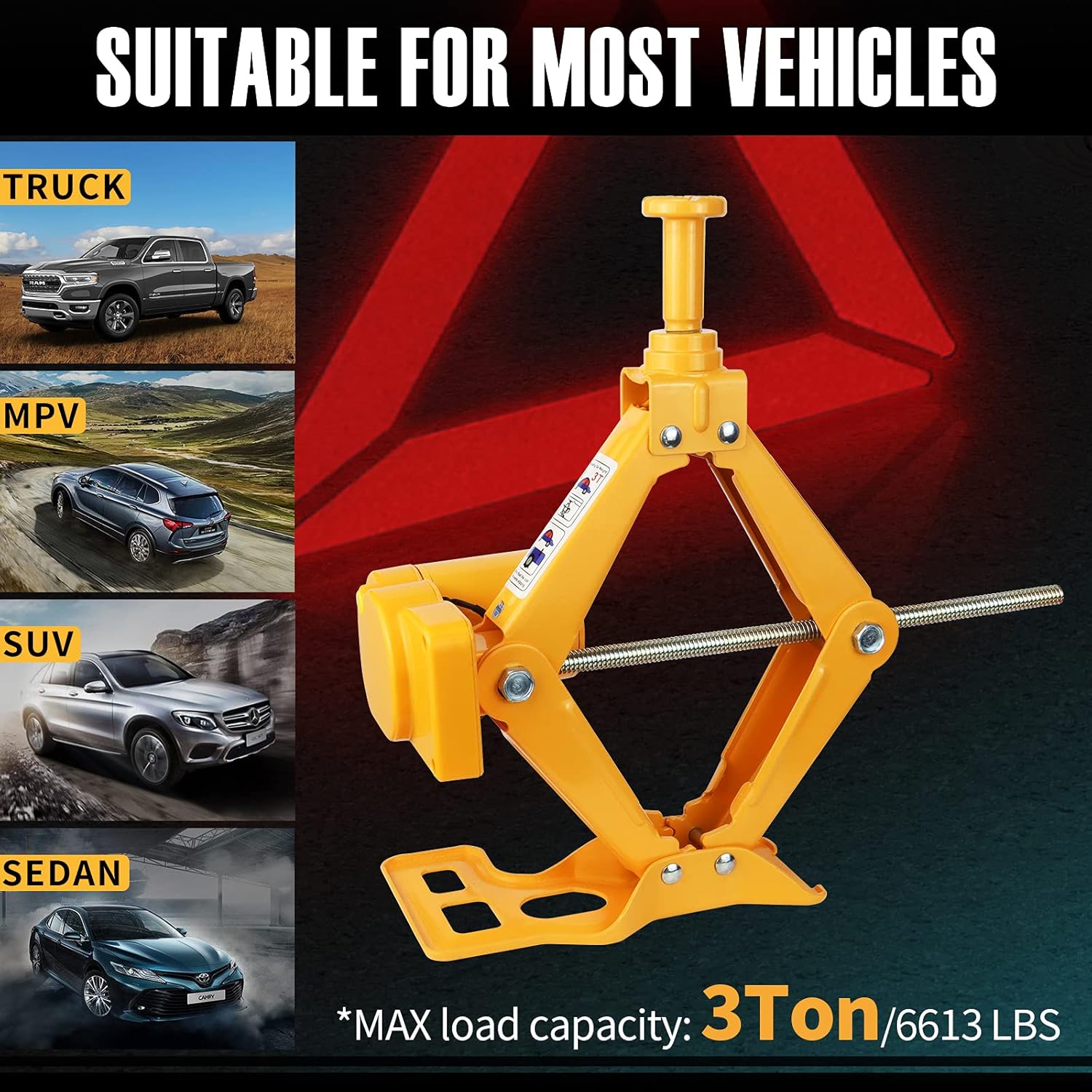 E-HEELP Electric Car Jack 3 Ton 12V Scissor Car Jack Electric with Impact Wrench and Inflator Electric Car Jack Kit for Car SUV Sedan Tire Changing