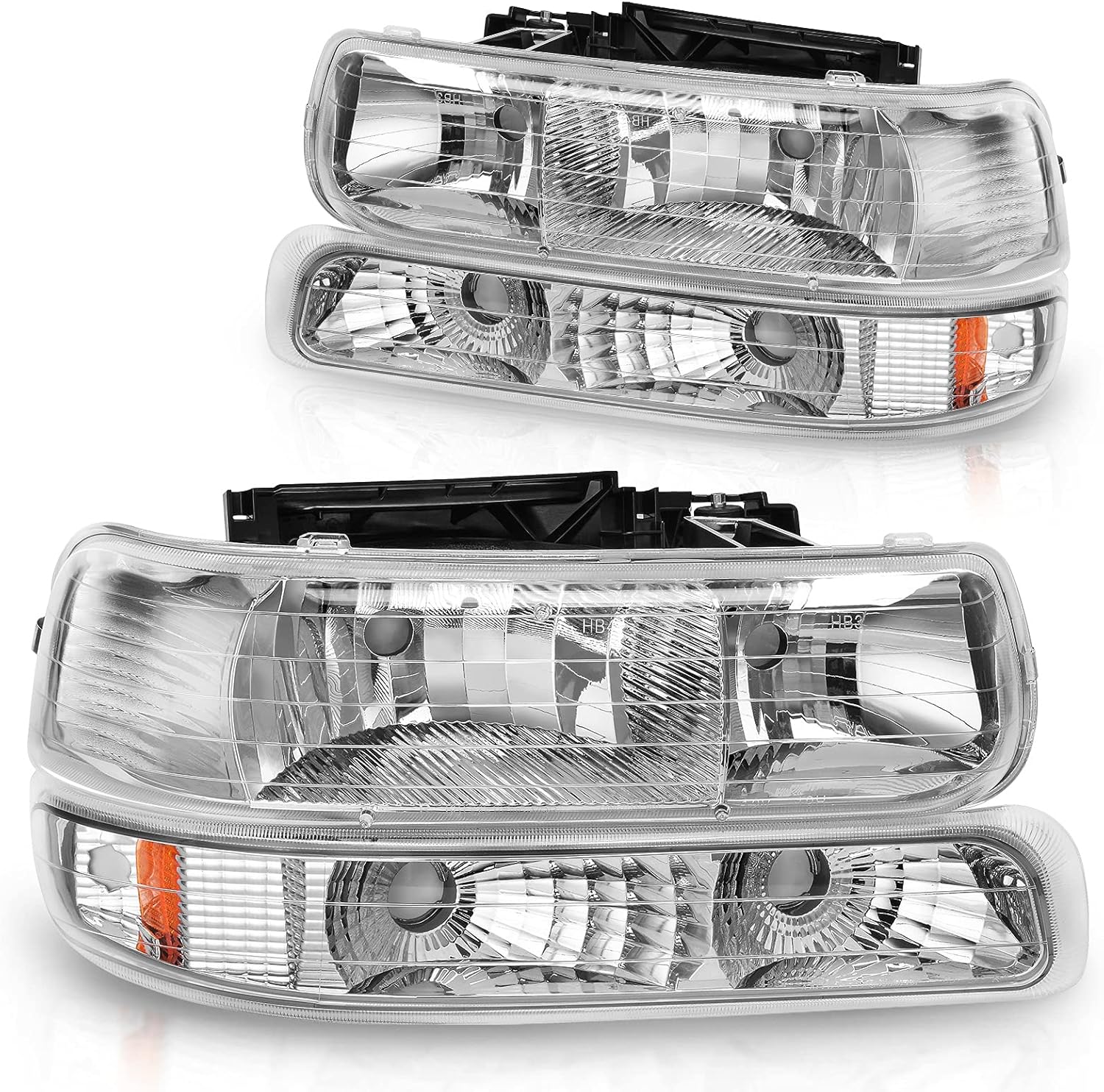 DWVO Headlight Assembly Compatible with 99-02 Chevrolet Silverado 1500 2500/01-02 Chevy Silverado 1500HD 2500HD 3500HD/00-06 Chevy Tahoe Suburban 1500 2500 (Not for GMC)