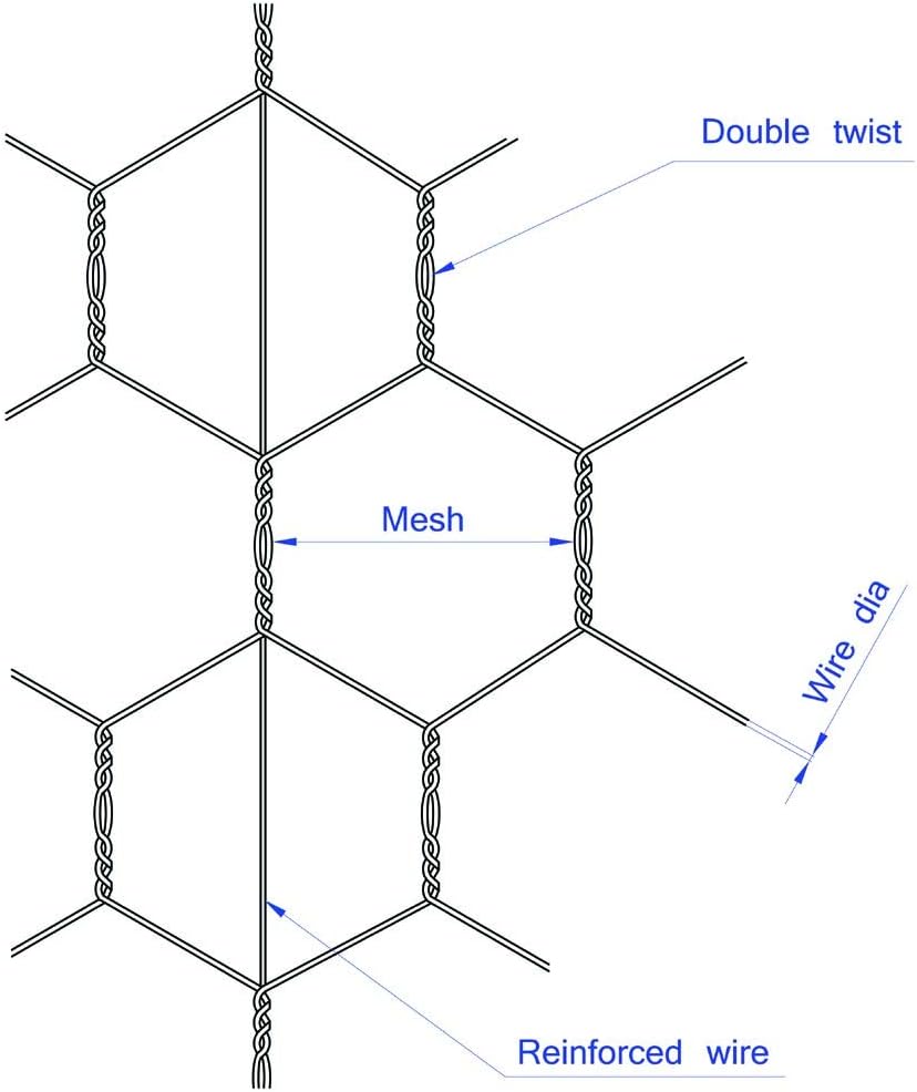 MTB 20GA Galvanized Hexagonal Poultry Netting Chicken Wire 60 inches x 25 feet x 1 inch Mesh Pack of 2