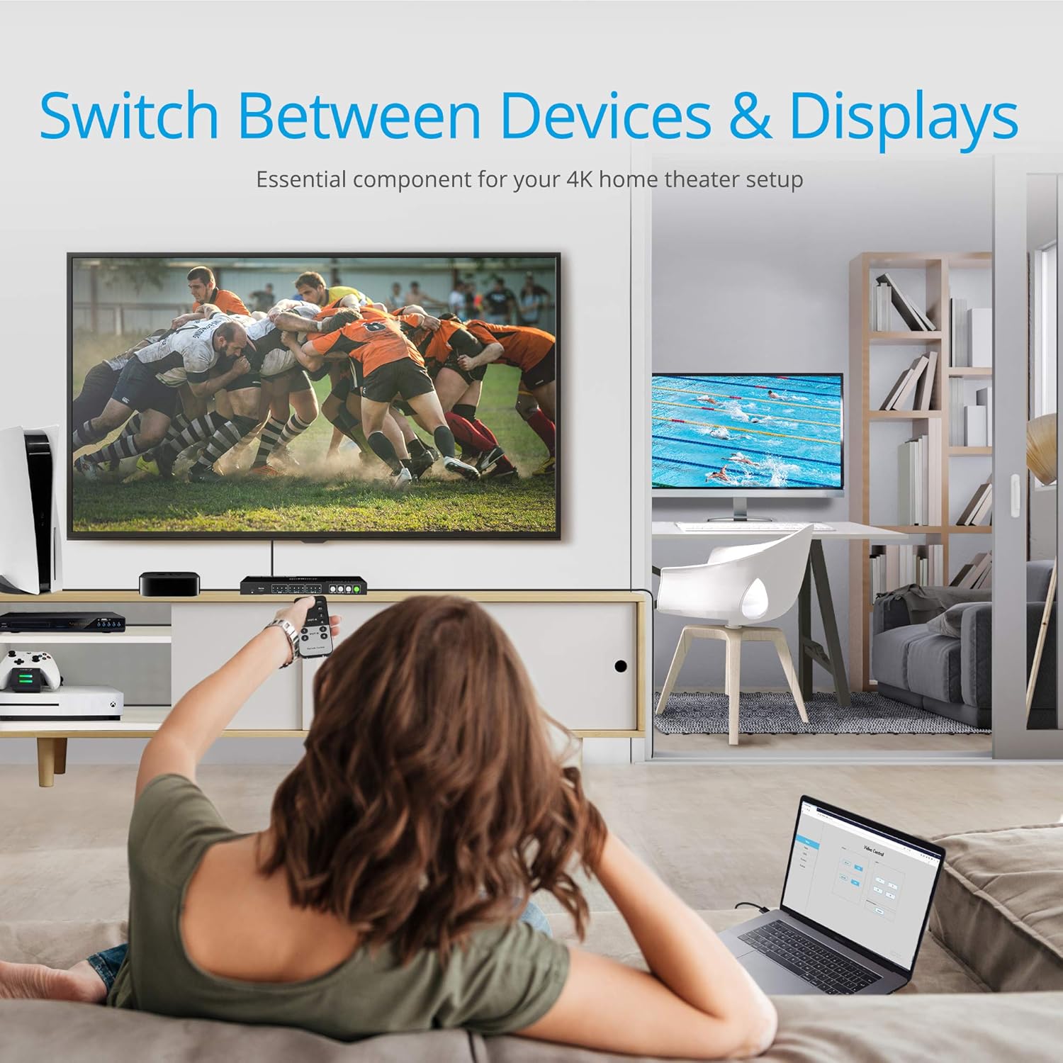 gofanco 4x2 HDMI Matrix Switch – Up to 4K 60Hz 4:4:4 HDR, HDMI 2.0, HDCP 2.2/1.4 - EDID Presets and RS232, Web GUI, IR Control - ARC Via Toslink Audio - 4 in 2 Out Video Switcher and Splitter