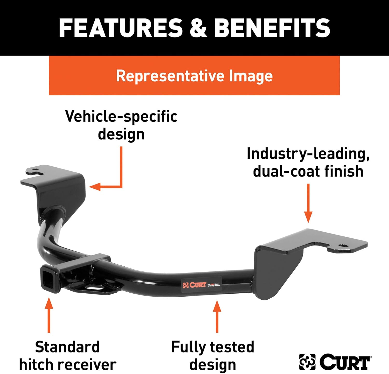 CURT 120413 Class 2 Trailer Hitch with Ball Mount, 1-1/4-Inch Receiver, Concealed Body, Compatible with Select Buick, Chevrolet, Oldsmobile, Pontiac