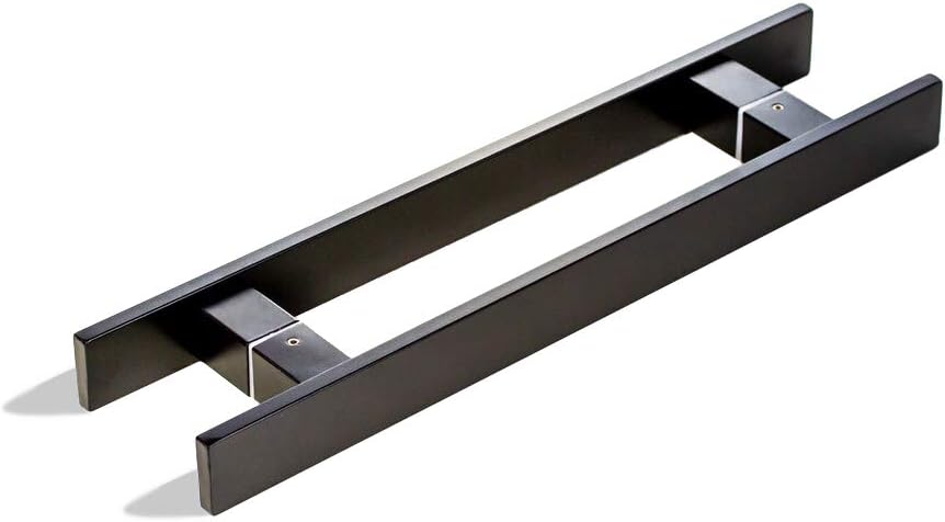 12 Inch Square Rectangle Flat Shape Stainless Steel Modern Contemporary Entry Door Handle Bar Ladder Pull Shower Glass Sliding Barn Door Interior Exterior Door Pull Push Brush Nickel Satin Finish