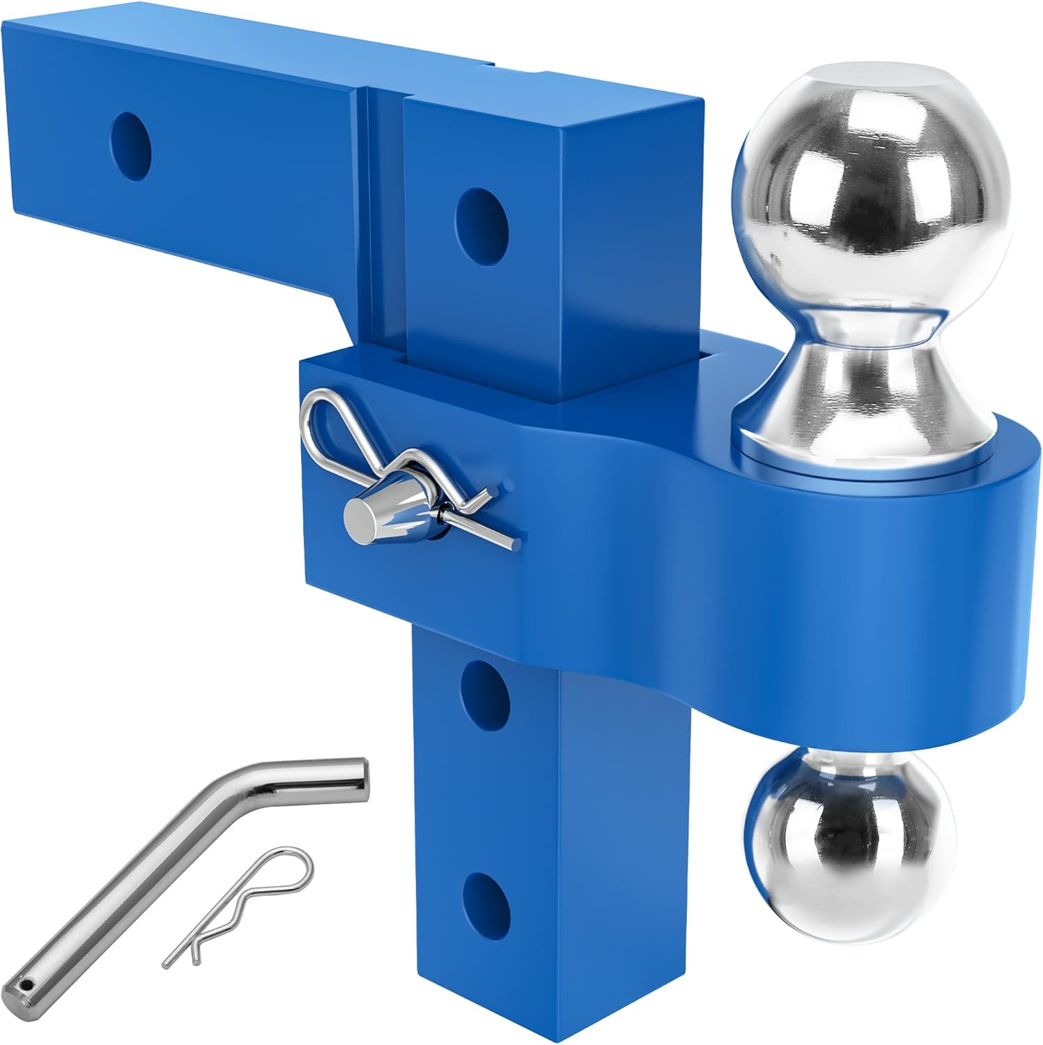 YITAMOTOR Adjustable Trailer Hitch Ball Mount, Fits 2-Inch Receiver, 6-Inch Drop Hitch w/Forged Aluminum Shank, 2'' & 2-5/16'' Combo Aluminum Tow Balls with Double Stainless Steel Pins, Red