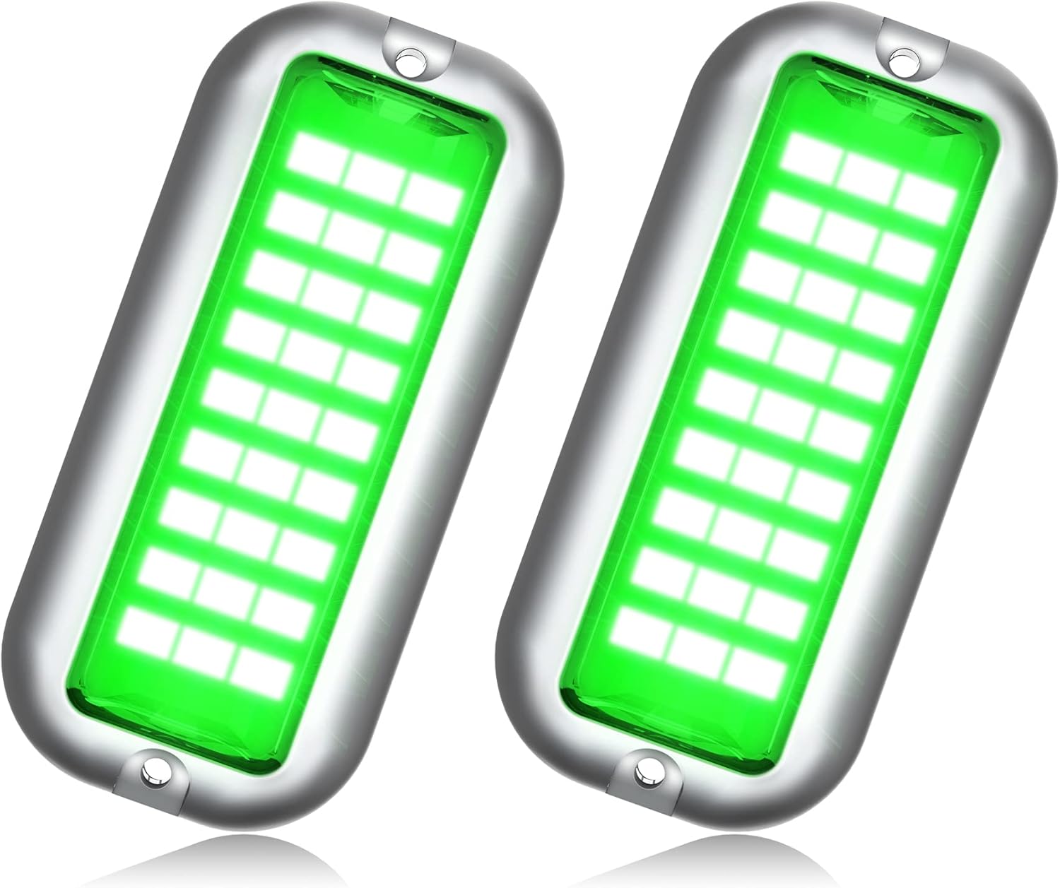 BASIKER BS4 Marine LED Boat Light (2x3000LM 84LED, 180°), 10-36V, 316 Stainless Steel, IP68, Air or Underwater, Surface Mount for Cruise Ships, Yachts, Boats, Sailboat, Pontoon, Transom (Green)