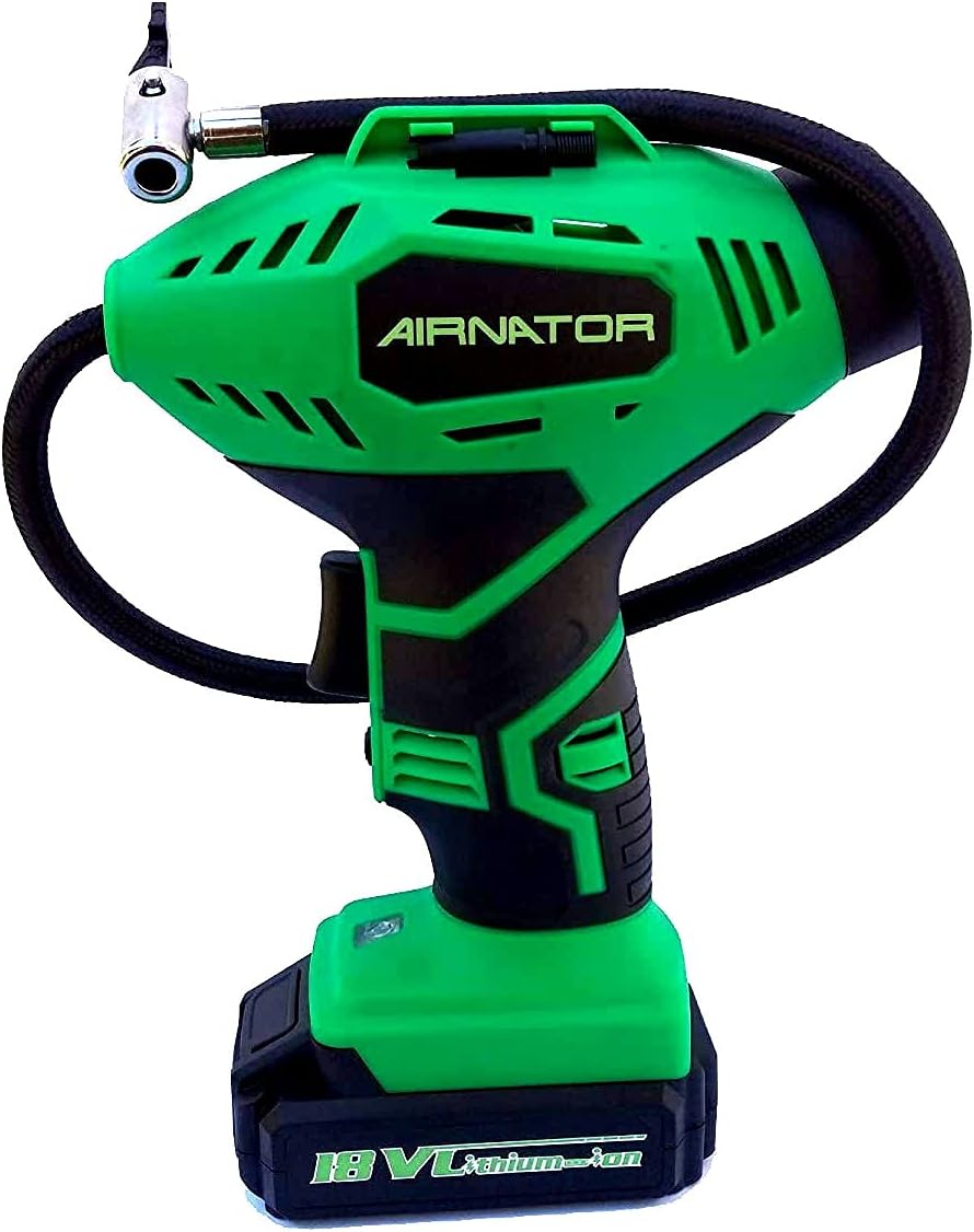 RJeM 18-Volt Lithium-Ion Cordless Inflator with Gauge, Battery & Charger, 20in Air Hose (9 PC Kit) Pack of 2