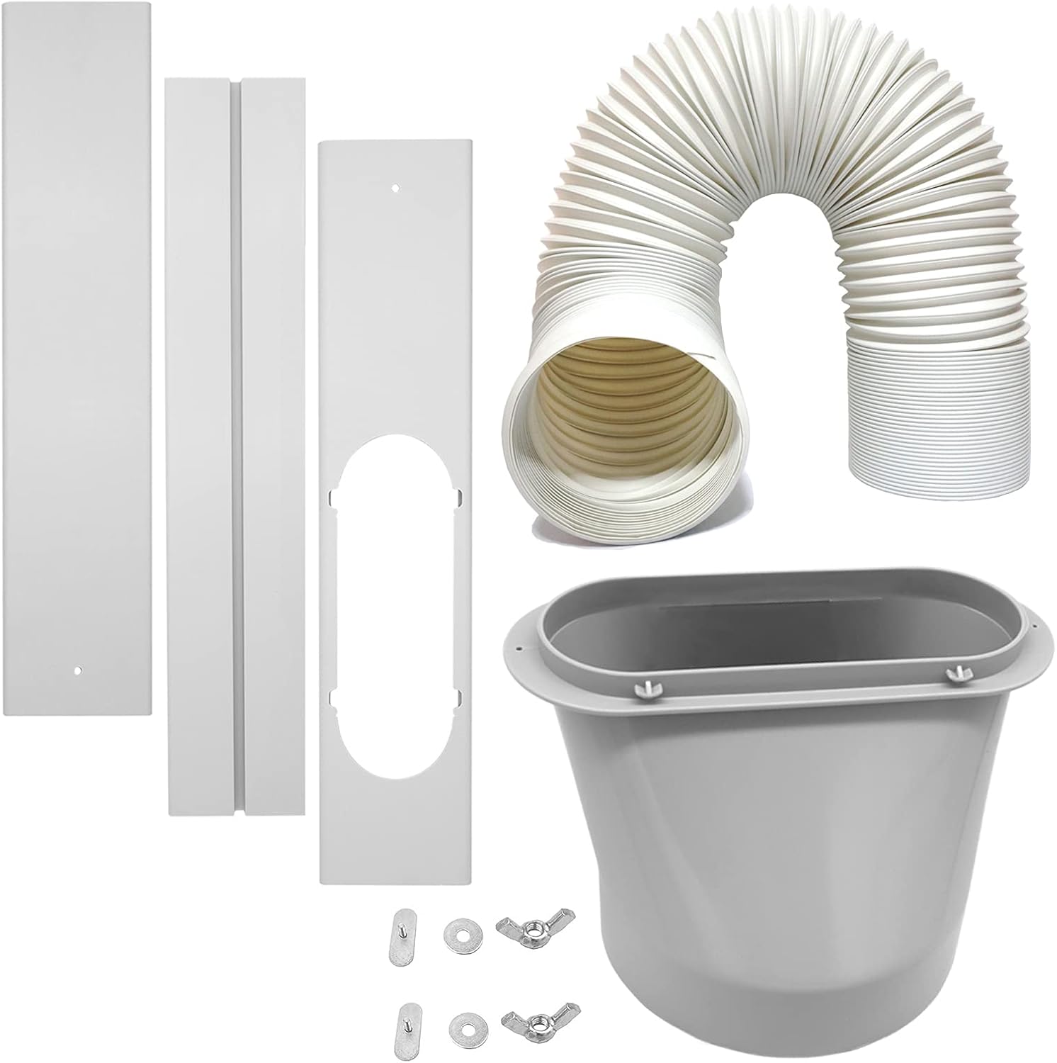 LEZIFU Portable AC Window Vent Kit, 3Pcs Window Slide Kit Plate + 5.9'' Window Adapter Tube Connector + 5.9