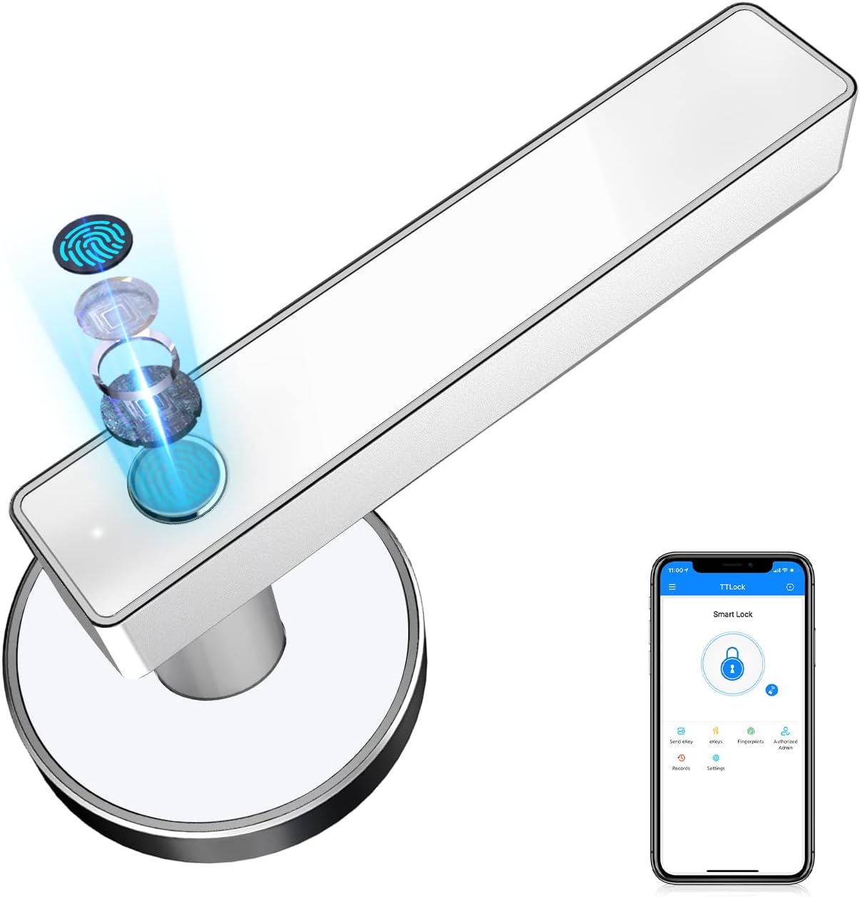 Smart Lock, Biometric Fingerprint Door Lock, Keyless Entry Door Lock, Smart Deadbolt Lock, Fingerprint Door Knob, Smart Door Handle, Smart Locks for Front Door, Bedroom Door Lock by Luston(Black)