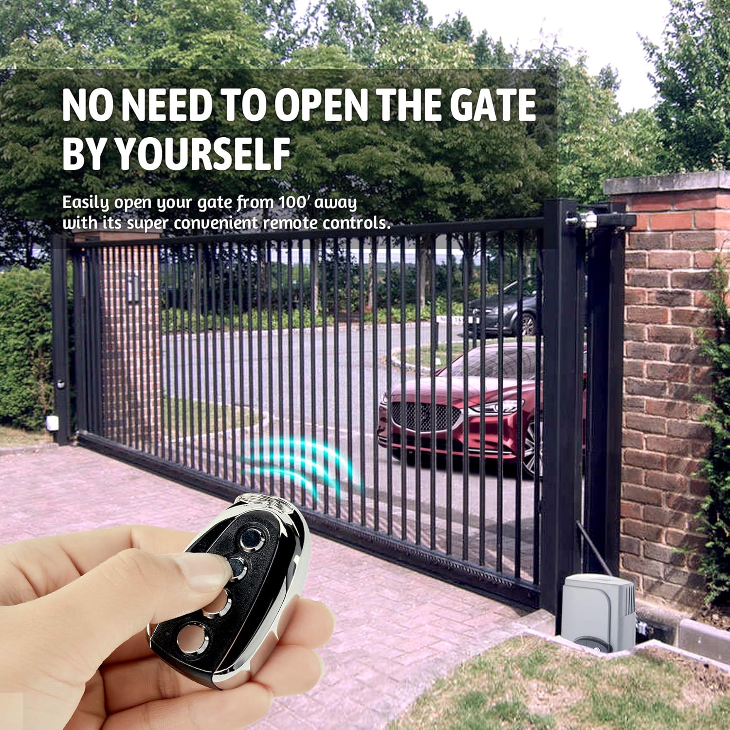 CO-Z Automatic Sliding Gate Opener with 2 Remote Controls, Electric Rolling Driveway Slide Gate Motor, Complete Gate Operator Hardware Security System Kit for Sliding Gate Up to 40 Feet