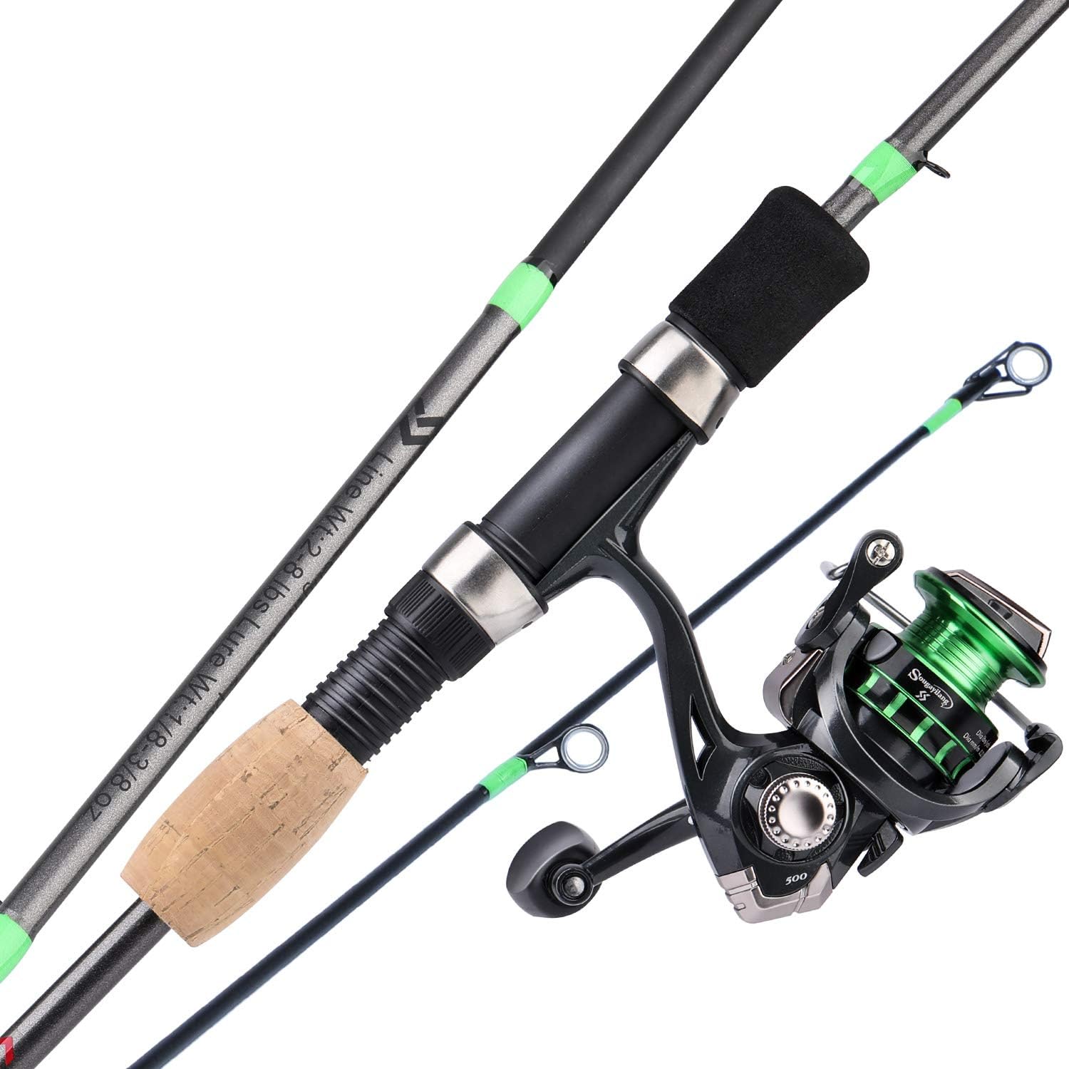 Sougayilang Fishing Rod and Reel Combos,Graphite Blank Rods,Stainless Steel Guides,2 Piece Spinning Rod Travel 500 Size Spinning Fishing Reel. Pack of 2