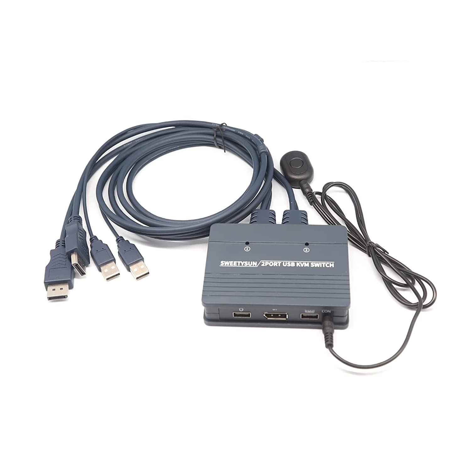 SKLTD 2 Port DisplayPort KVM Switch,4K60Hz,2 in 1 Out USB and DP KVM Switcher for 2 Computer Share 1 Monitor Keyboard Mouse (P21-001) Pack of 2